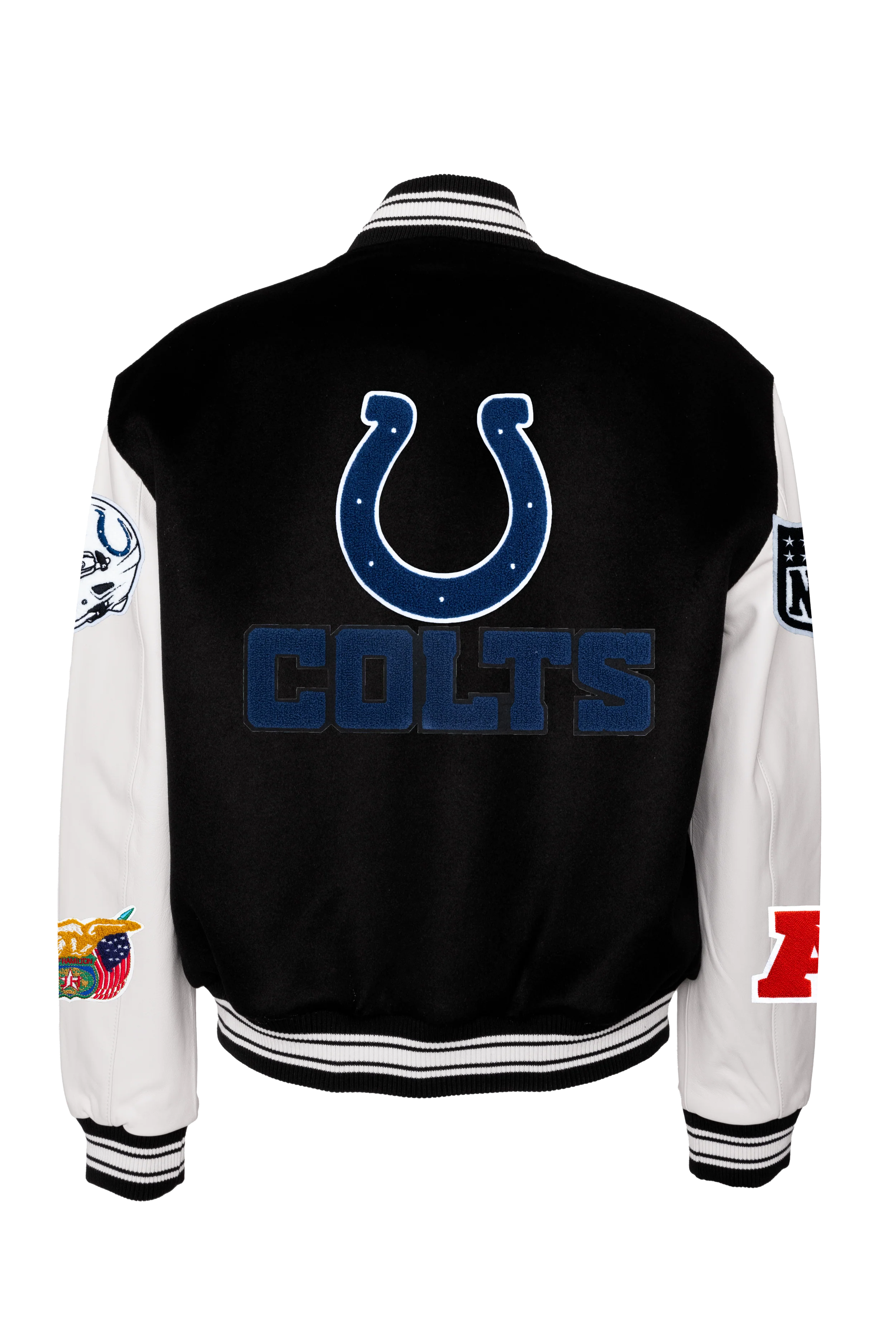 INDIANAPOLIS COLTS WOOL & LEATHER VARSITY JACKET BLK/WHT - AR