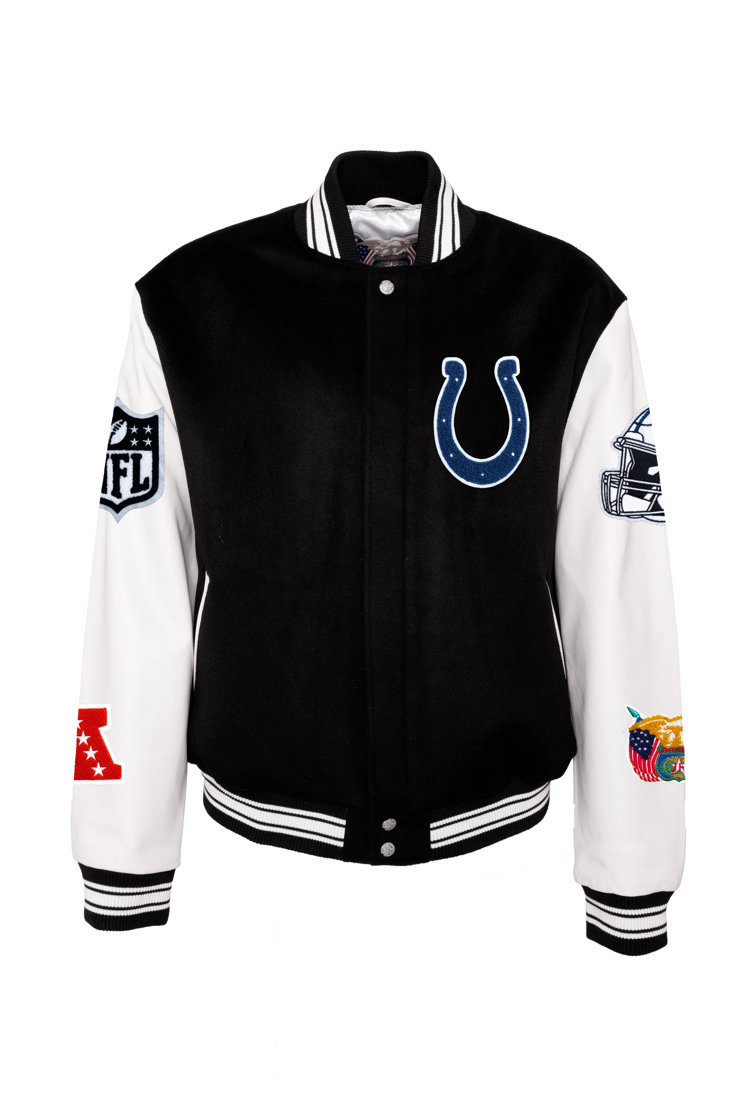 INDIANAPOLIS COLTS WOOL & LEATHER VARSITY JACKET BLK/WHT - AR - Image 2