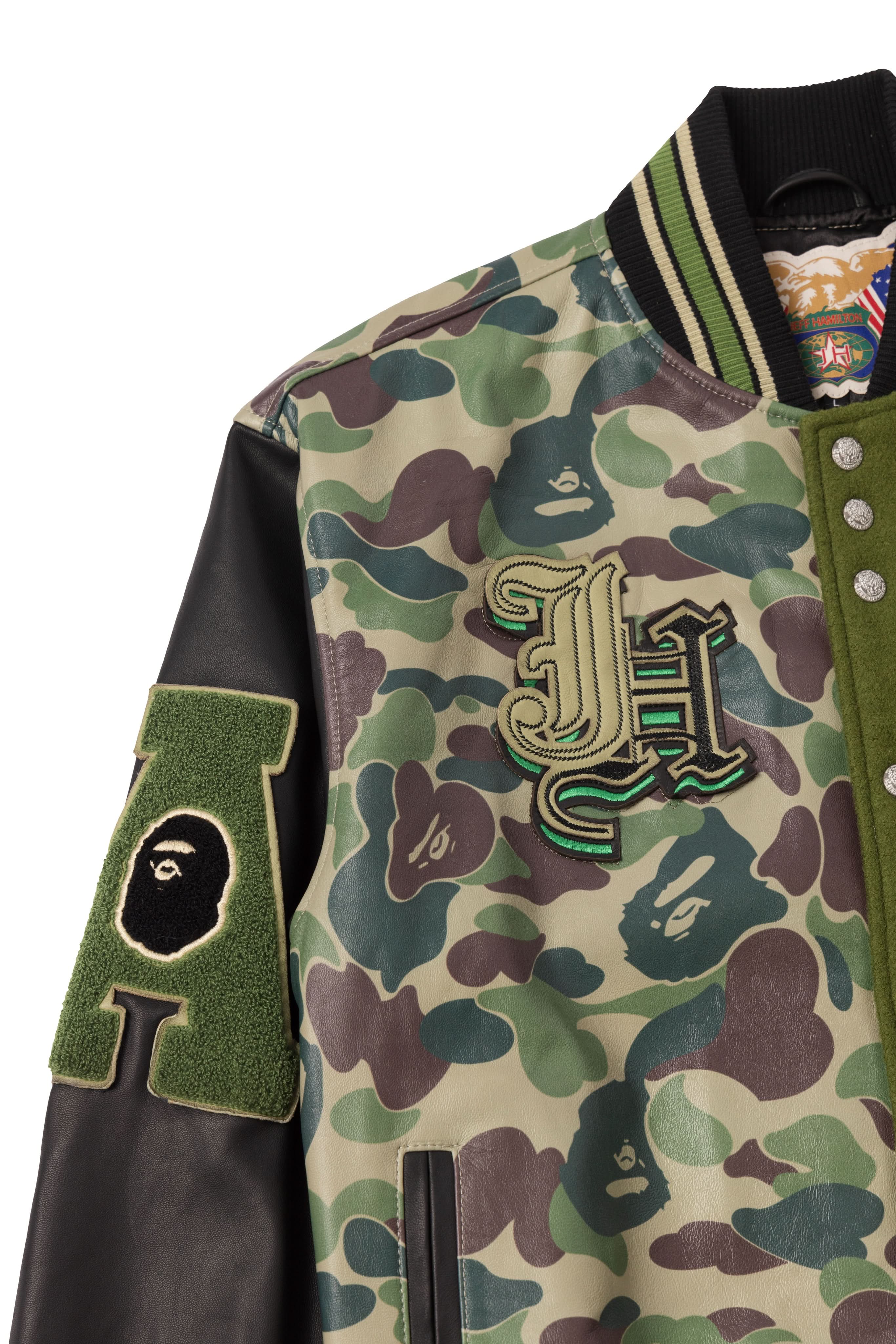 Jeff Hamilton x BAPE Wool & Leather Varsity Jacket - Image 3