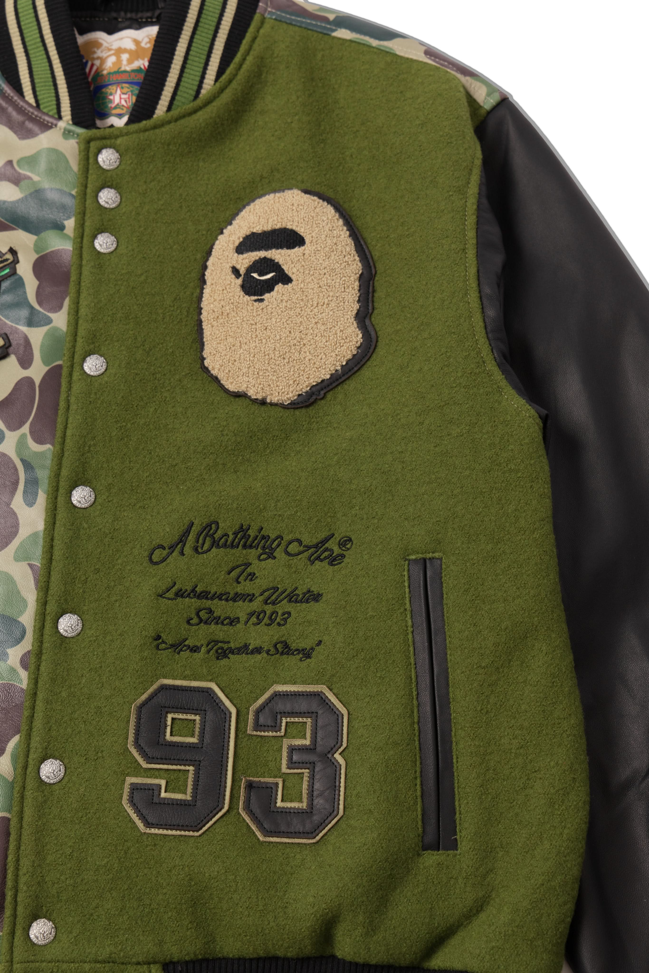 Jeff Hamilton x BAPE Wool & Leather Varsity Jacket - Image 4