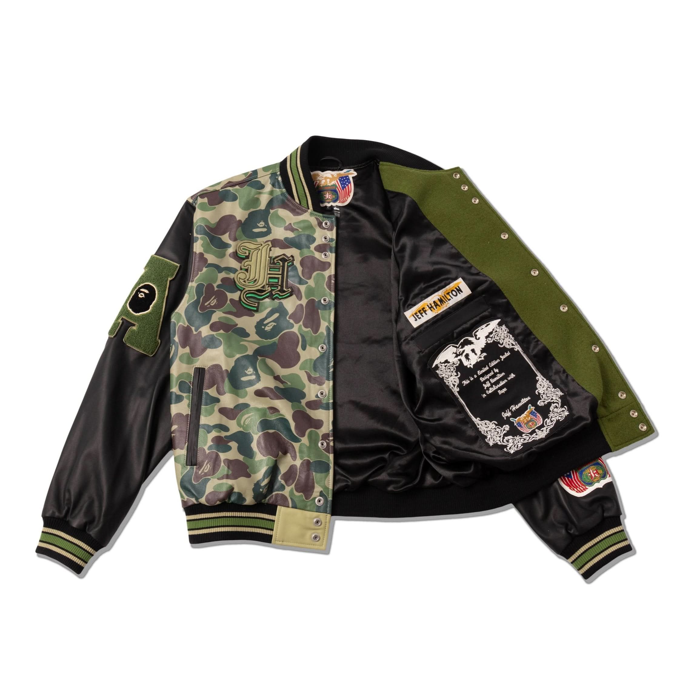 Jeff Hamilton x BAPE Wool & Leather Varsity Jacket - Image 6