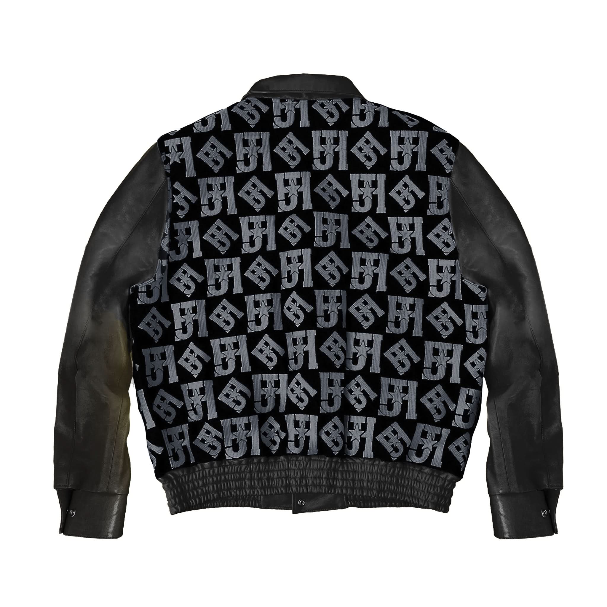 Jh Monogram Wool & Leather Jacket