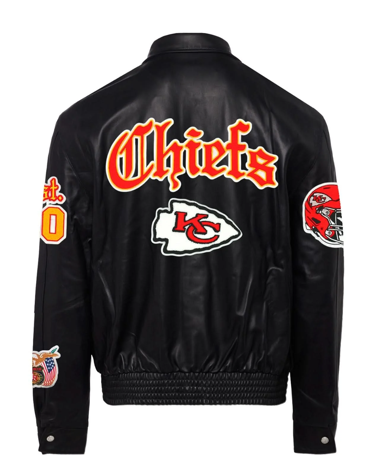 Kansas City Chiefs Full Leather Old English Jacket Black