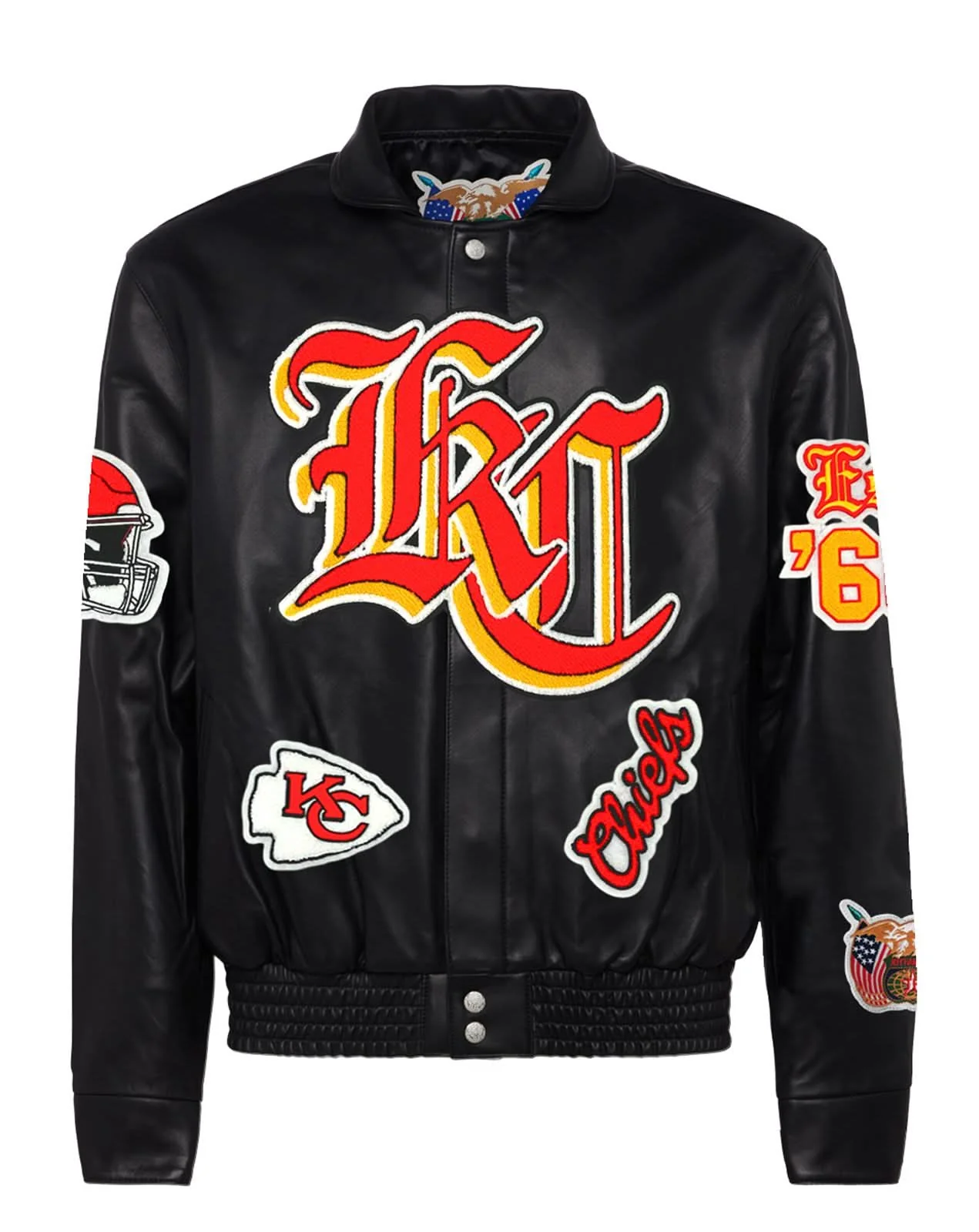 Kansas City Chiefs Full Leather Old English Jacket Black - Image 2