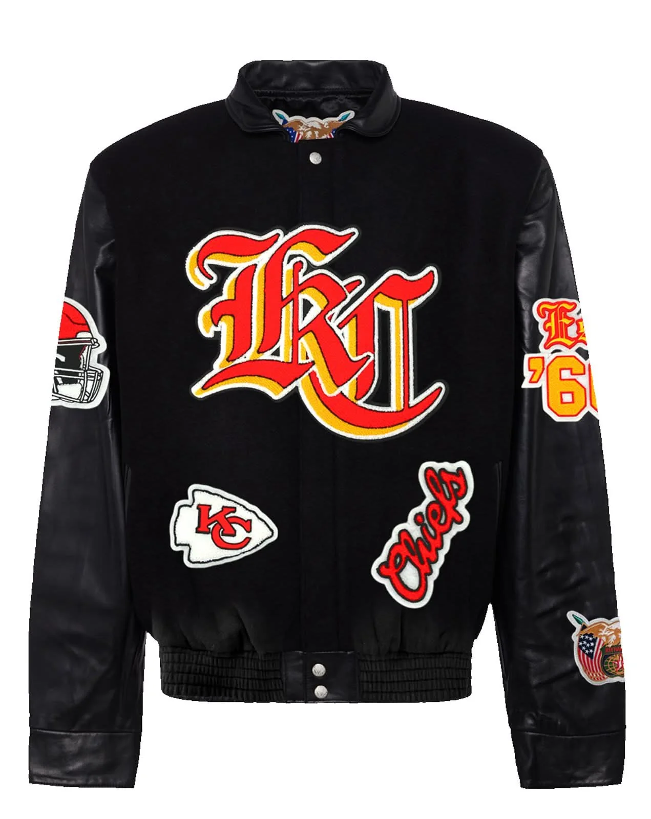Kansas City Chiefs Wool & Leather Old English Varsity Jacket Black / Black - Image 2