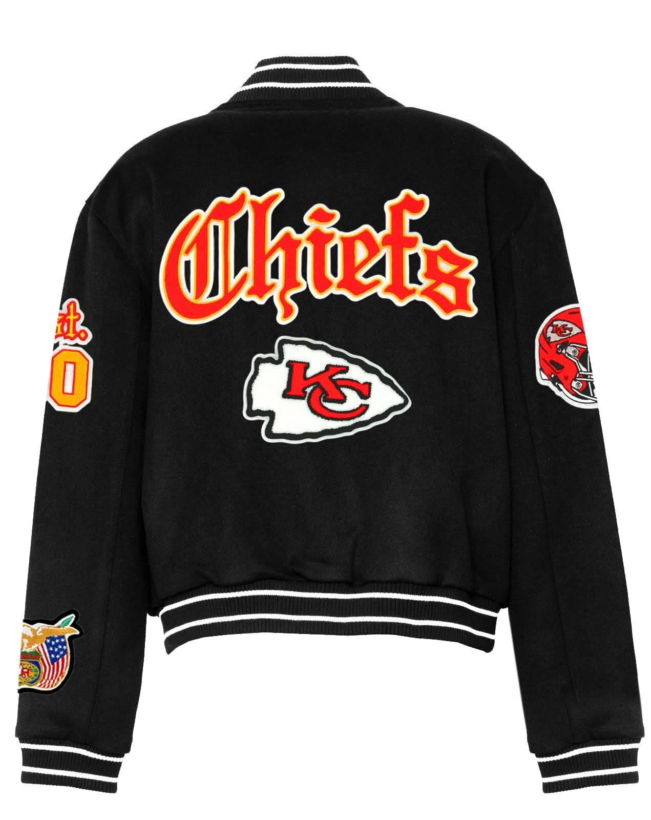 Kansas City Chiefs Wool Old English Varsity Jacket Black - Image 2
