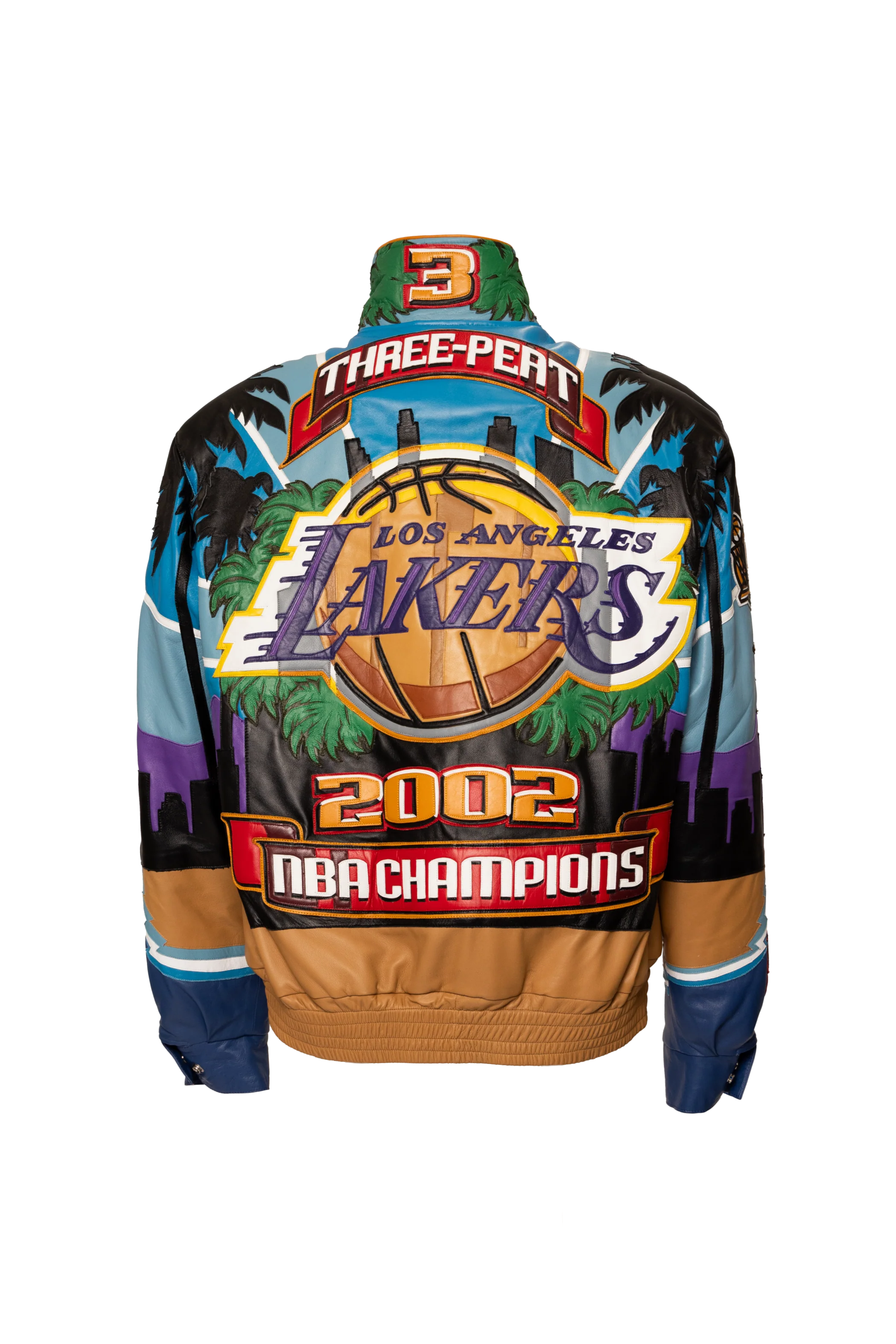 Lakers 2002 3-Peat NBA Championship Genuine Leather Jacket - Image 3