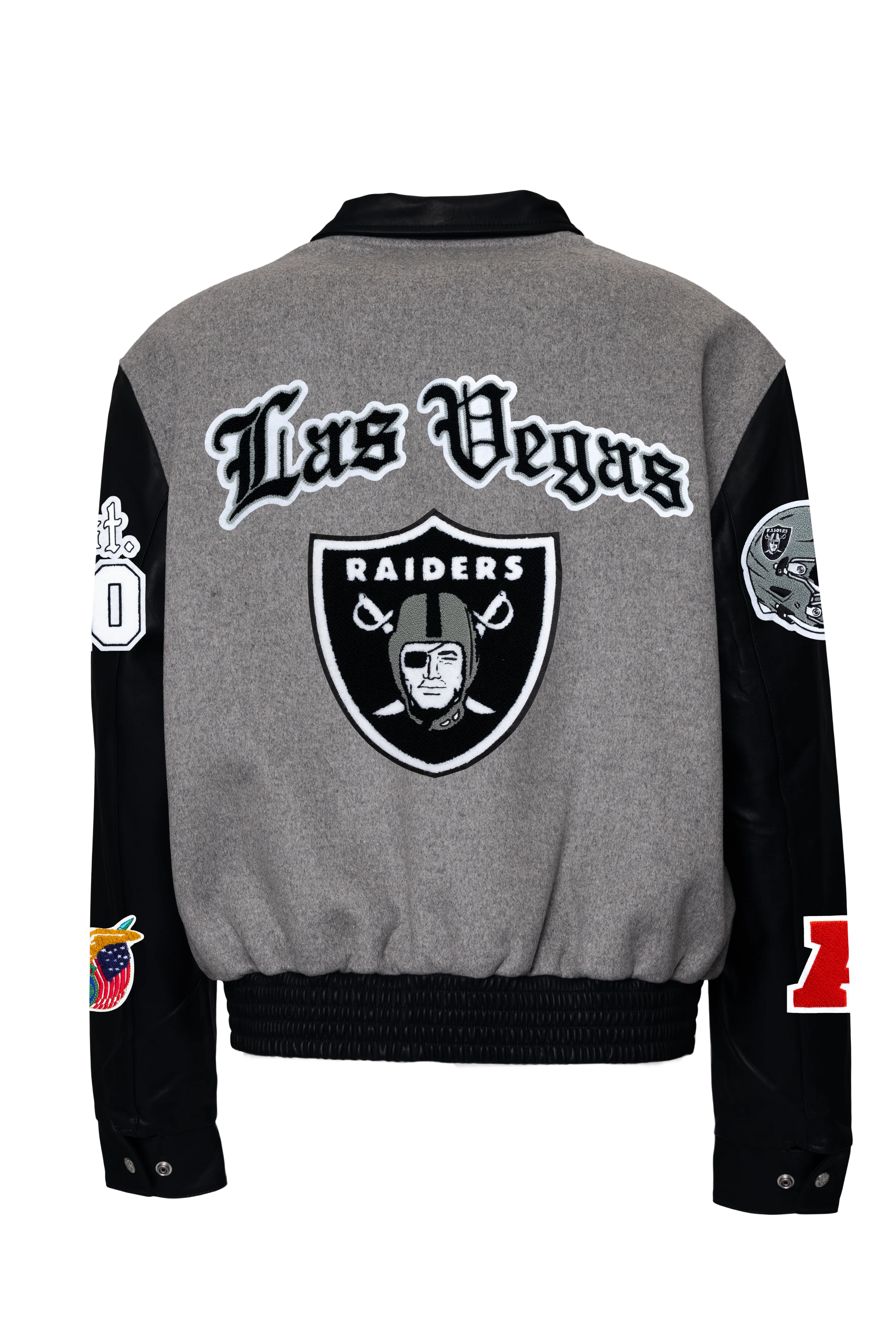 Las Vegas Raiders Wool & Leather Old English Varsity Jacket - Image 3