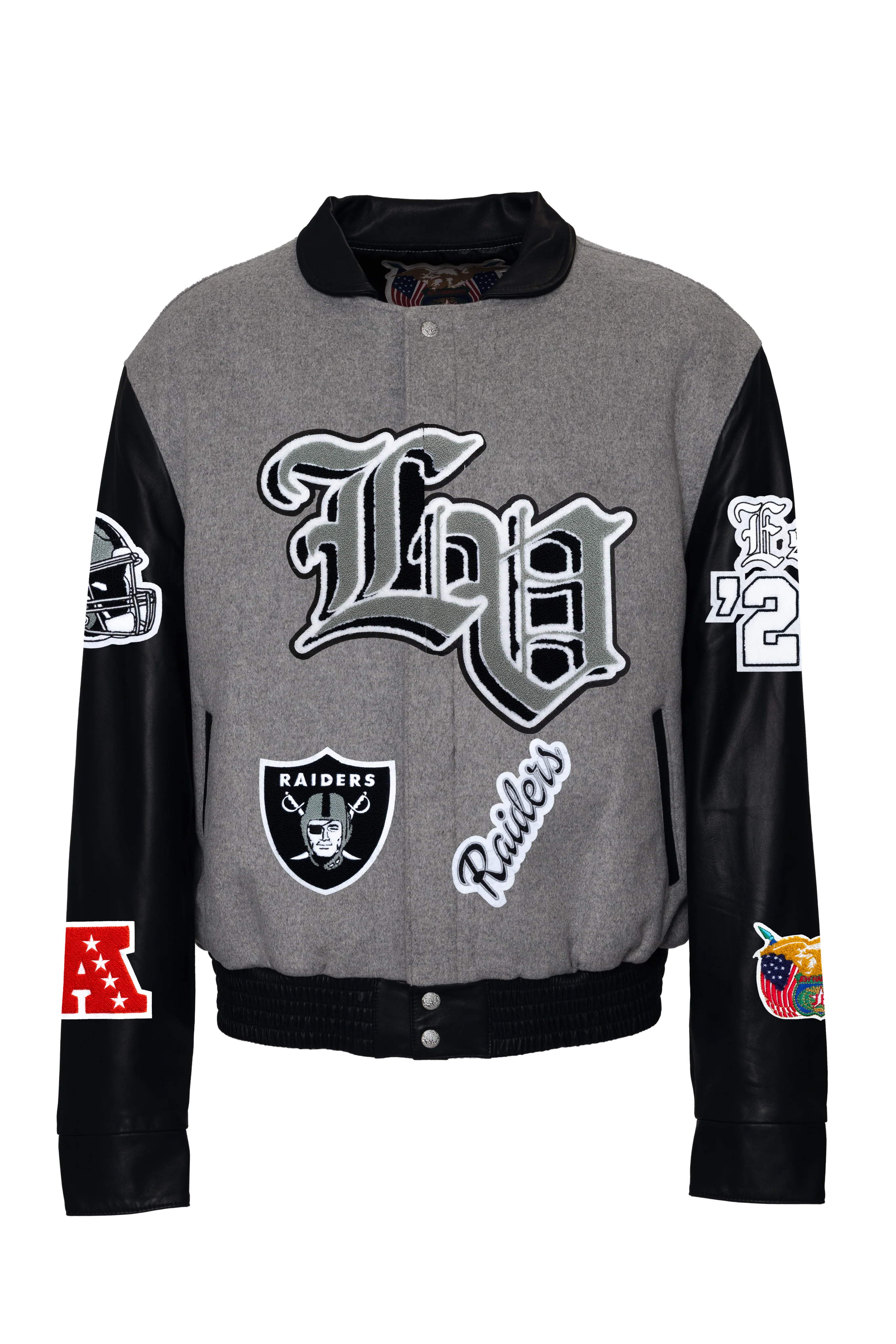 Las Vegas Raiders Wool & Leather Old English Varsity Jacket - Image 4