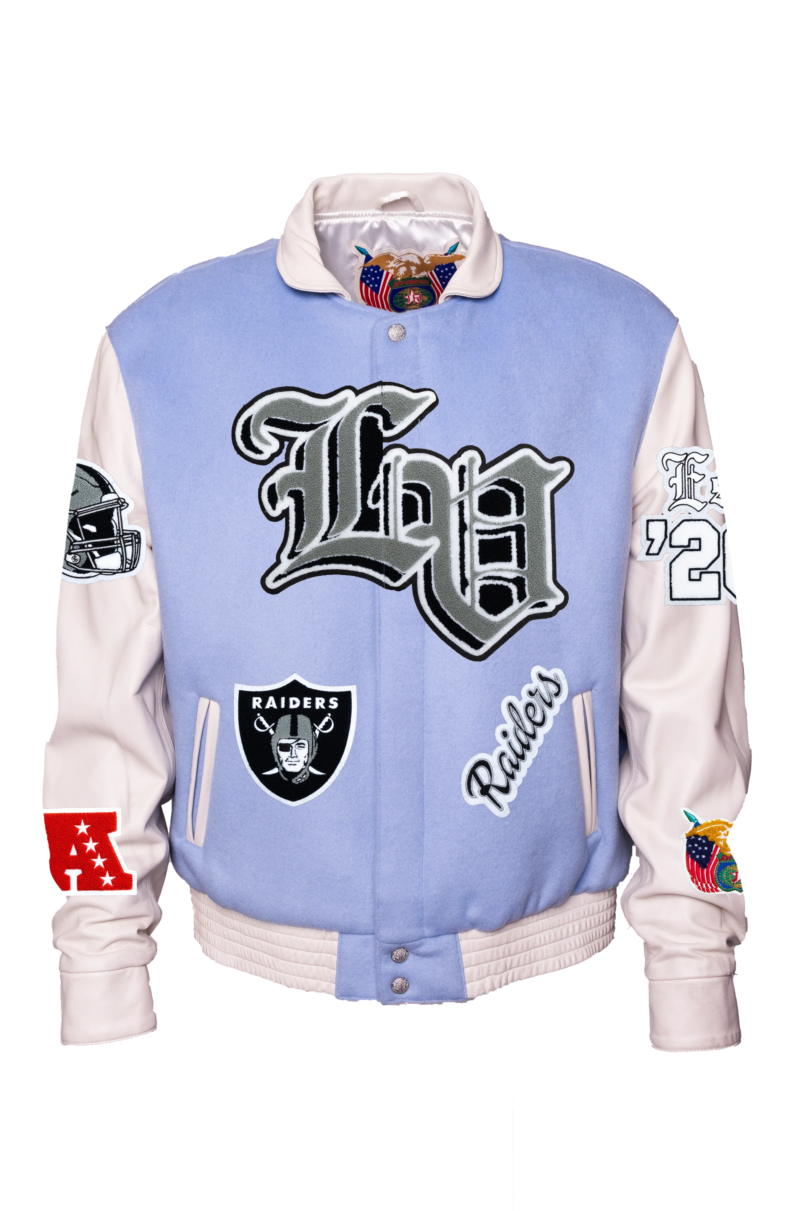 Las Vegas Raiders Wool & Leather Old English Varsity Jacket - Image 6