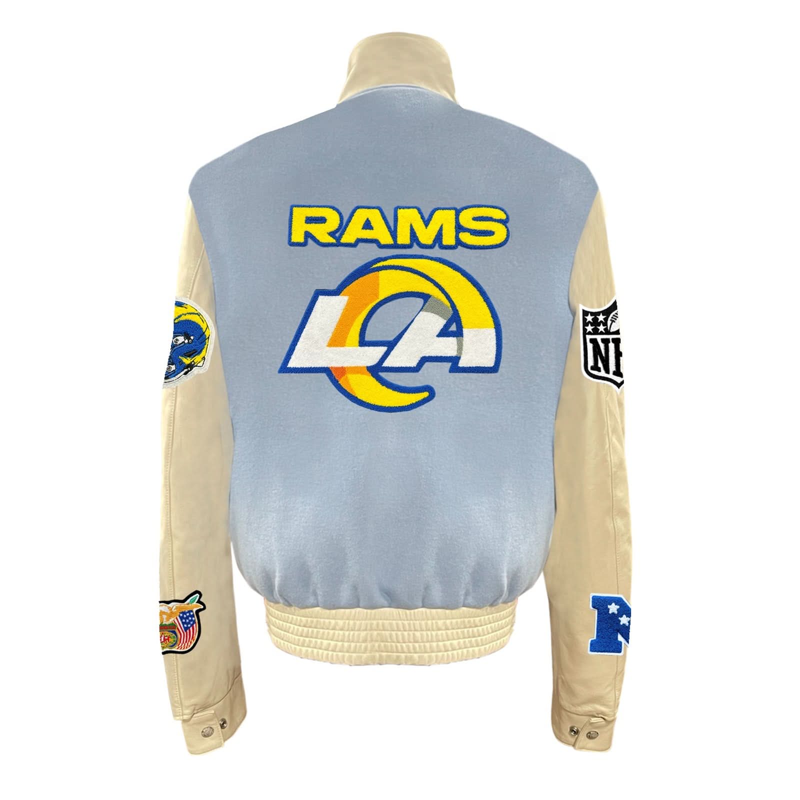 Los Angeles Rams Wool & Leather Varsity Jacket Baby Blue