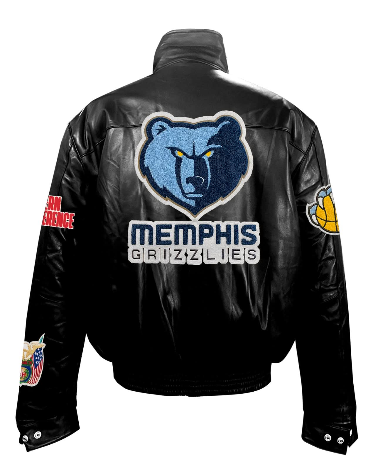 Memphis Grizzlies Full Leather Puffer Jacket Black
