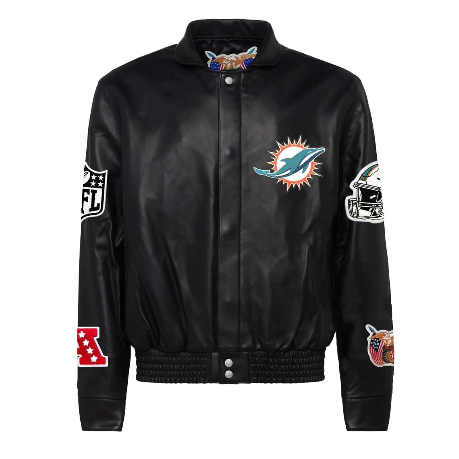 Miami Dolphins Full Leather Jacket Black - Image 2