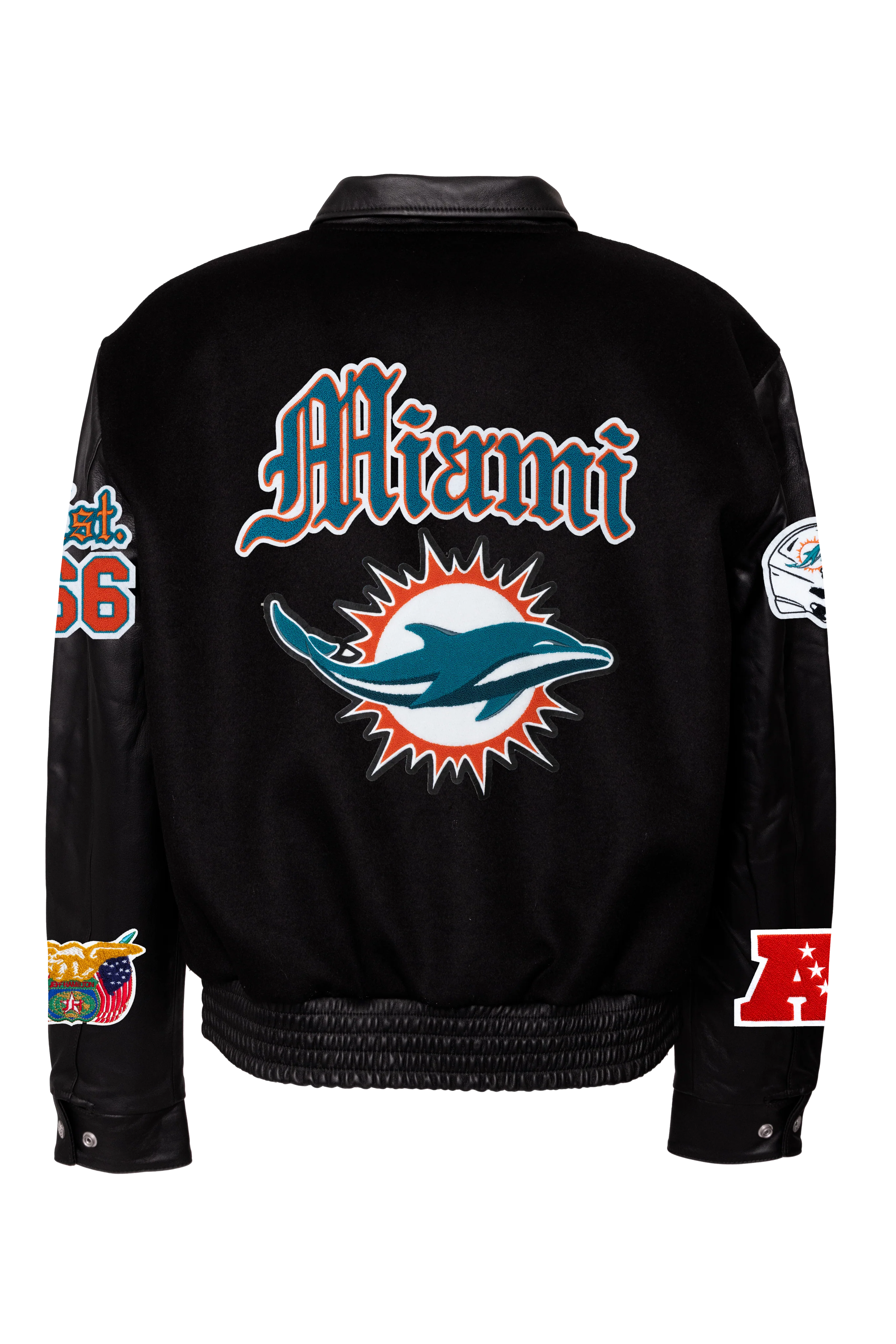 Miami Dolphins Wool & Leather Old English Varsity Jacket