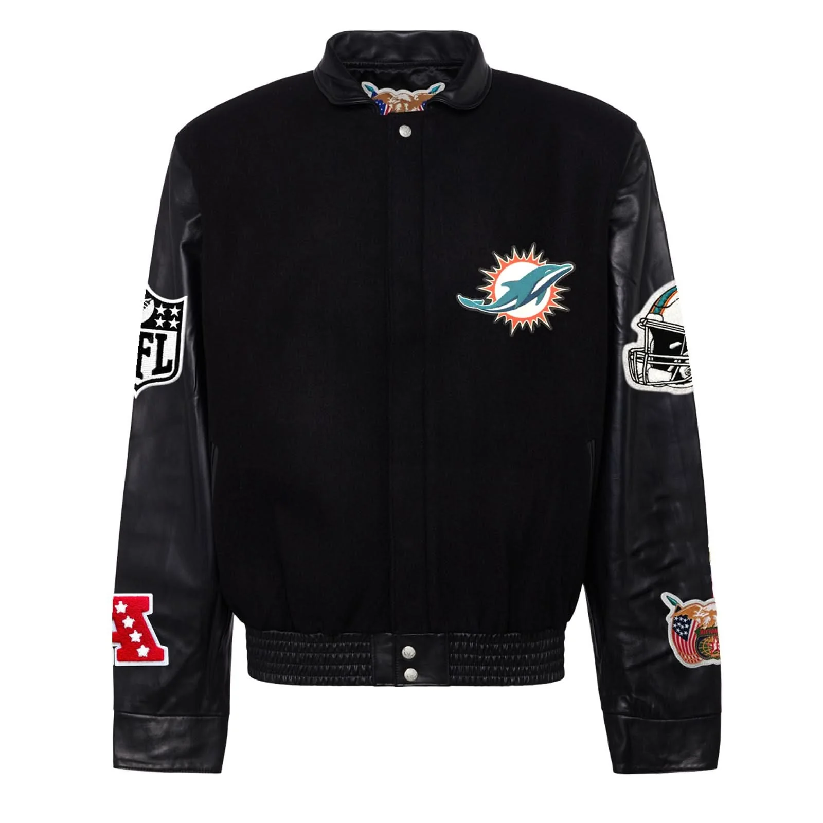 Miami Dolphins Wool & Leather Varsity Jacket Black/Black - Image 2