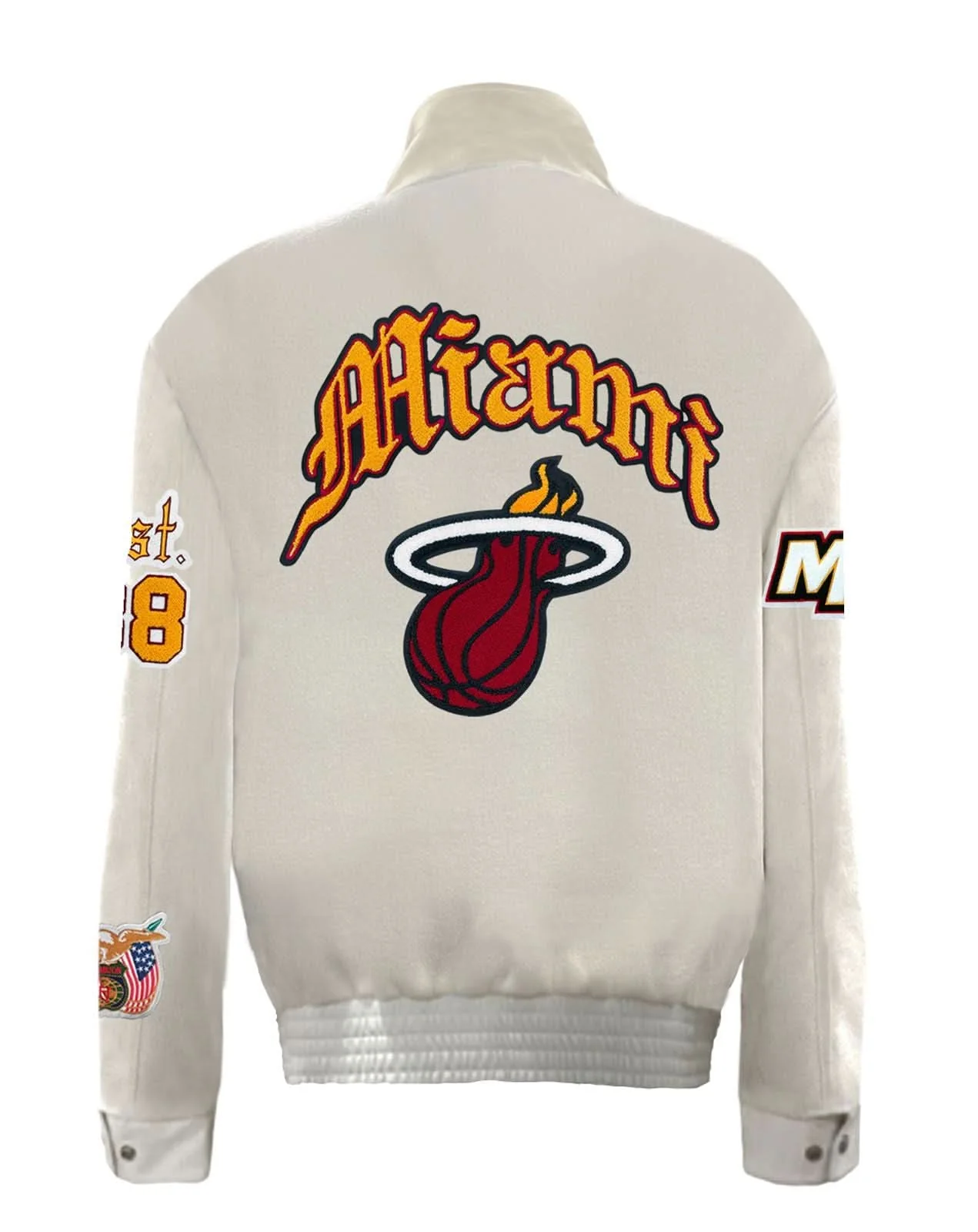 Miami Heat Wool & Leather Old English Varsity Jacket