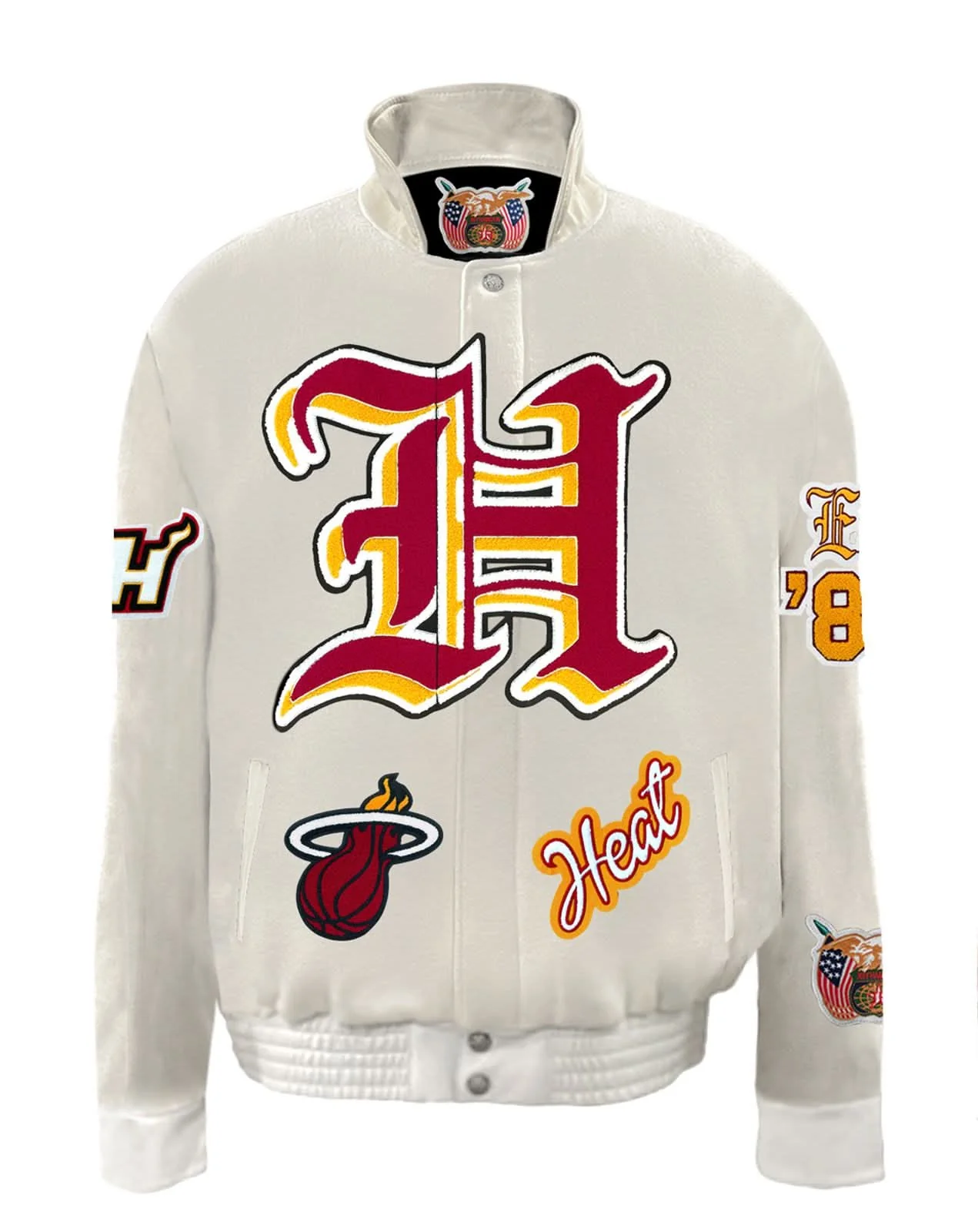 Miami Heat Wool & Leather Old English Varsity Jacket - Image 2