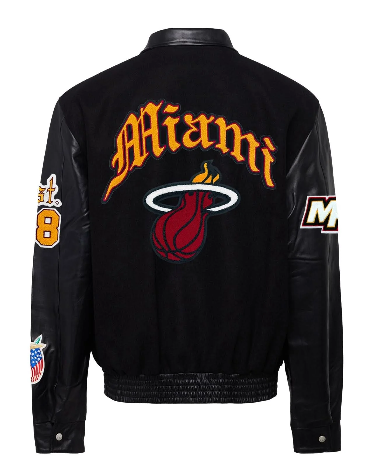 Miami Heat Wool & Leather Old English Varsity Jacket - Image 3