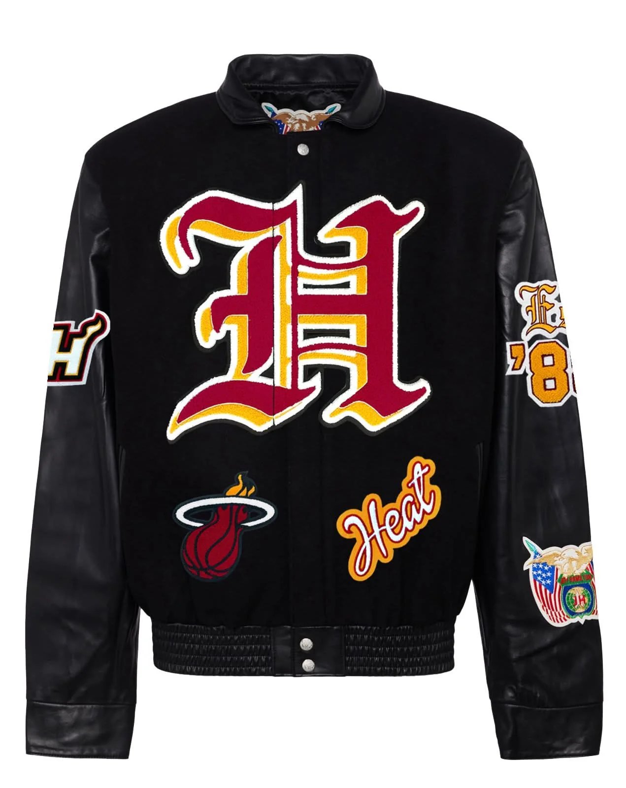 Miami Heat Wool & Leather Old English Varsity Jacket - Image 4