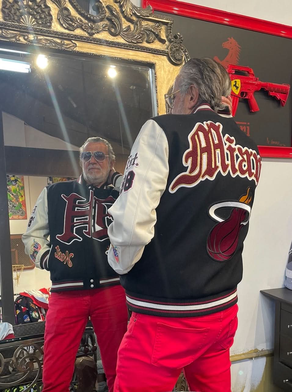 Miami Heat Wool & Leather Varsity Jacket - Image 3