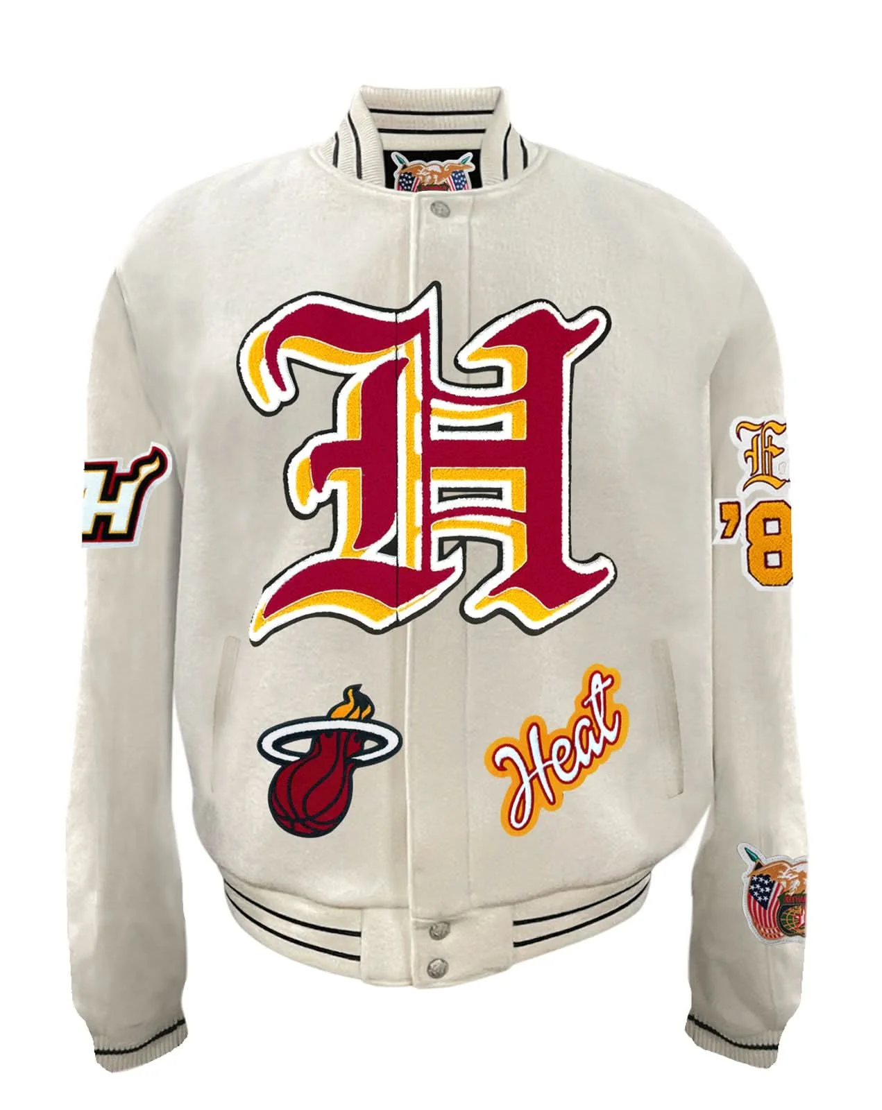 Miami Heat Wool Old English Varsity Jacket - Image 2
