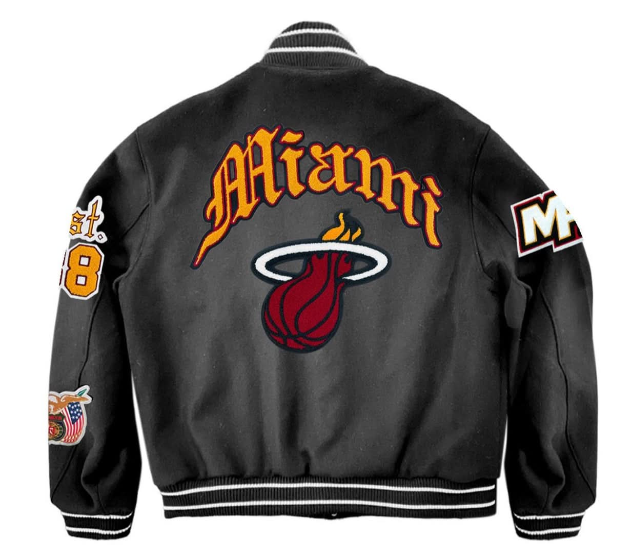 Miami Heat Wool Old English Varsity Jacket - Image 3