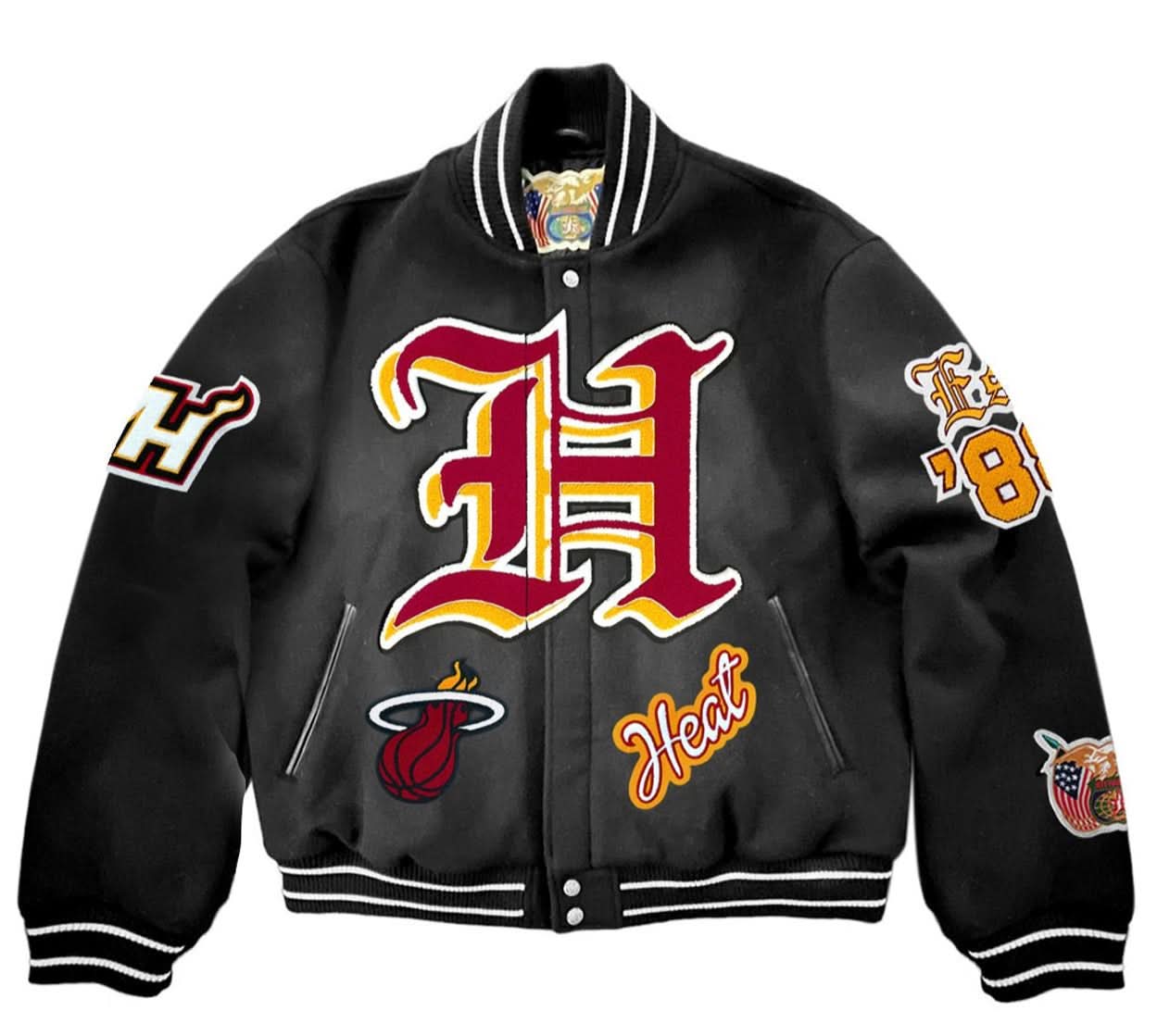 Miami Heat Wool Old English Varsity Jacket - Image 4