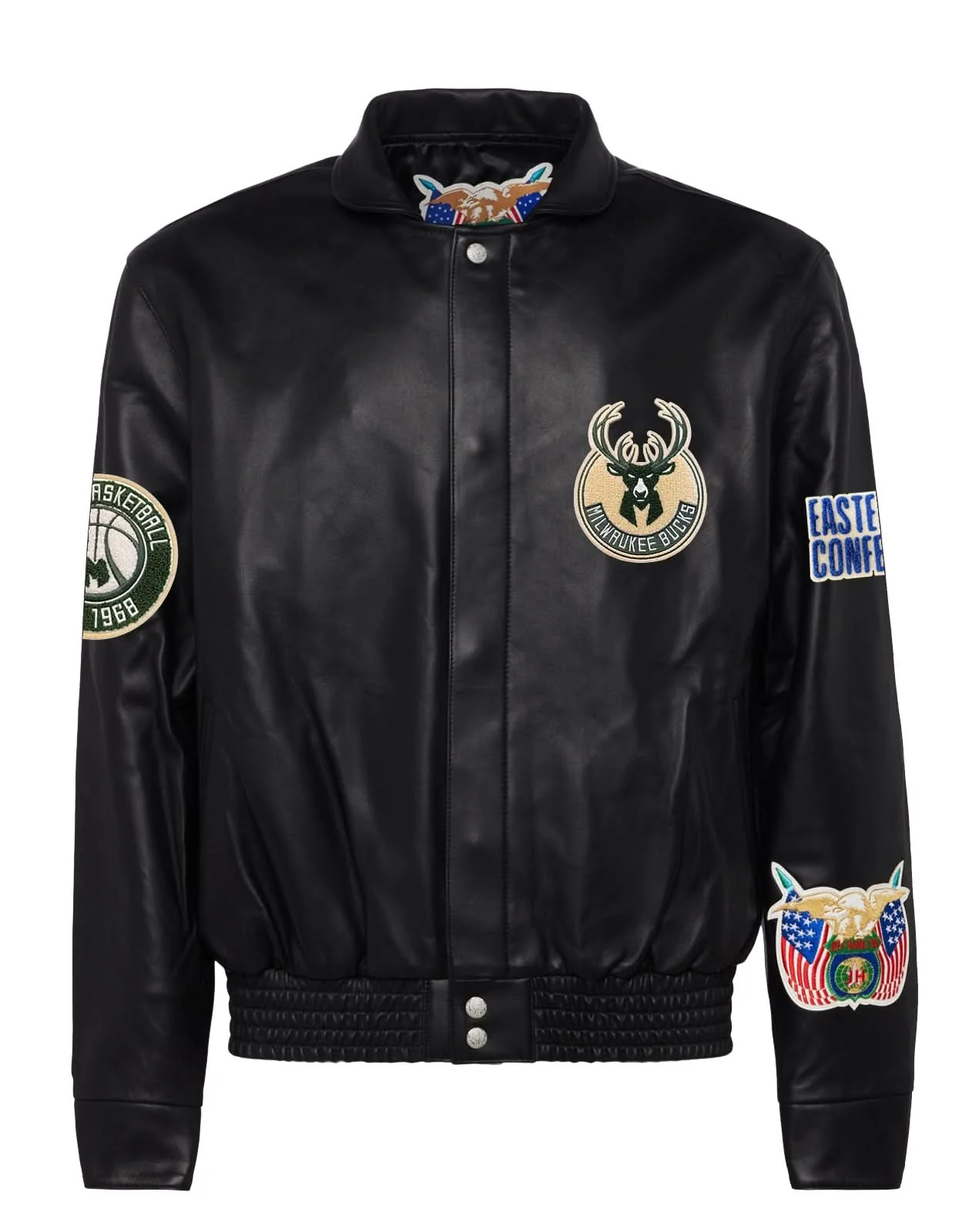 Milwaukee Bucks Full Leather Jacket Black - Image 2