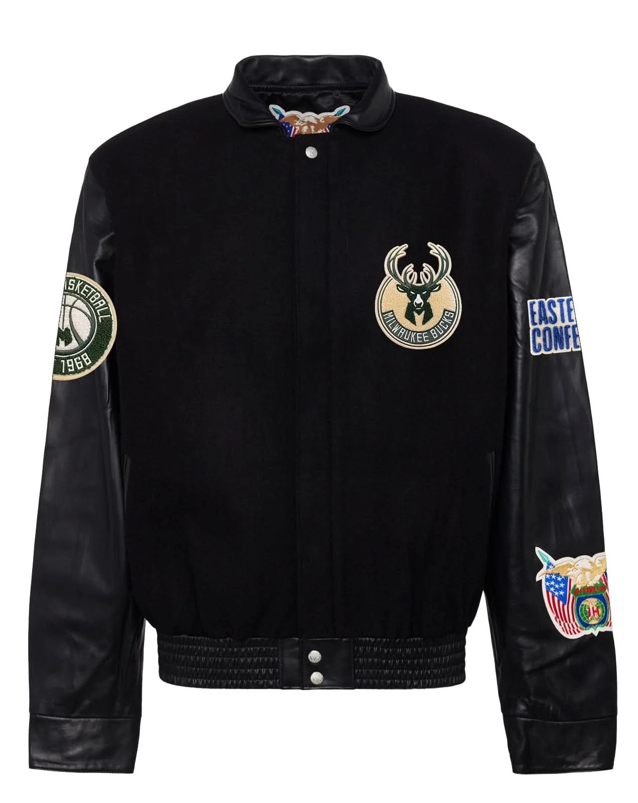 Milwaukee Bucks Wool & Leather Jacket Black - Image 2