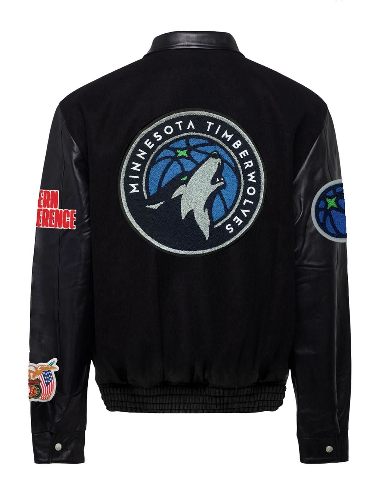 Minnesota Timberwolves Wool & Leather Jacket Black