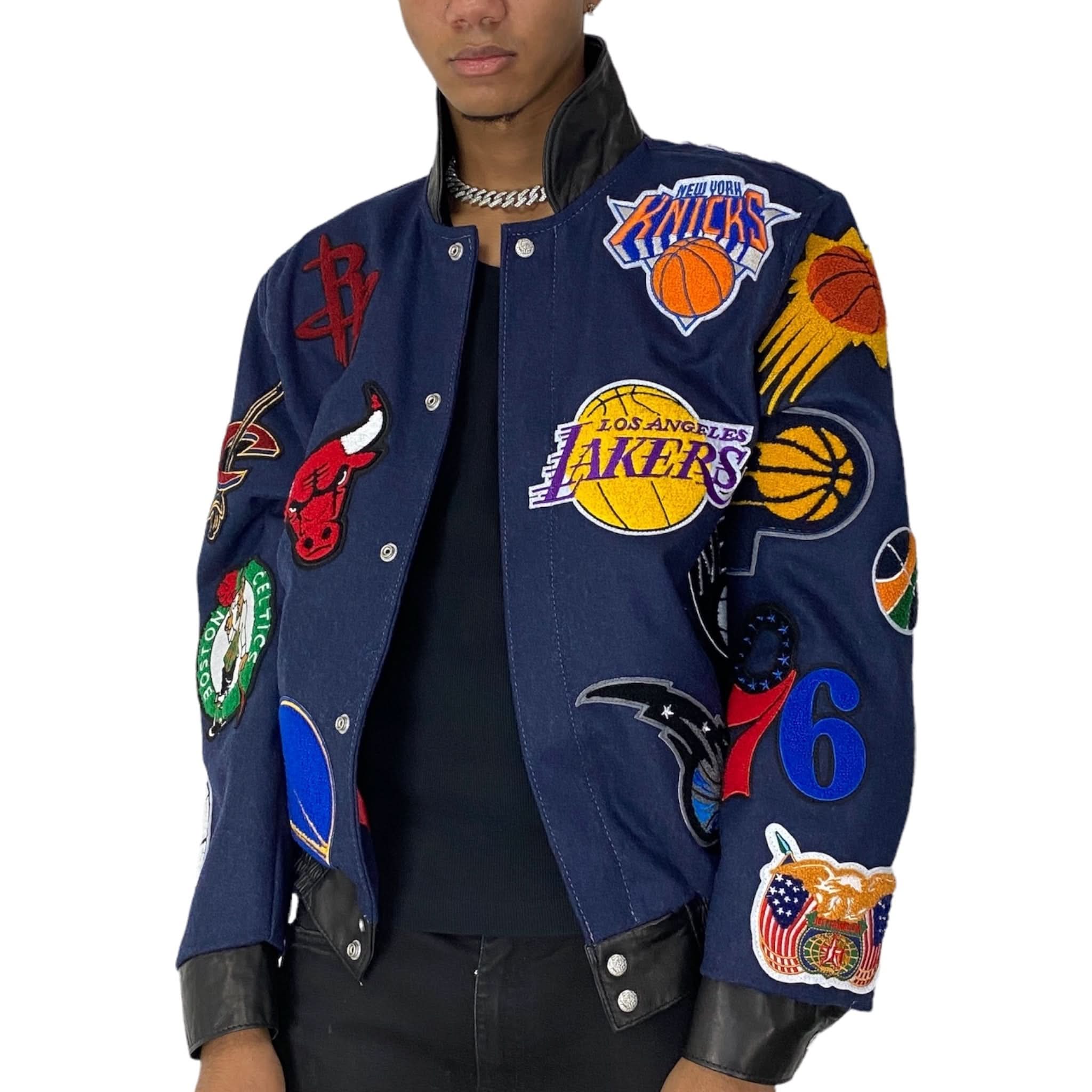 NBA Collage Wool & Leather Jacket - Image 11