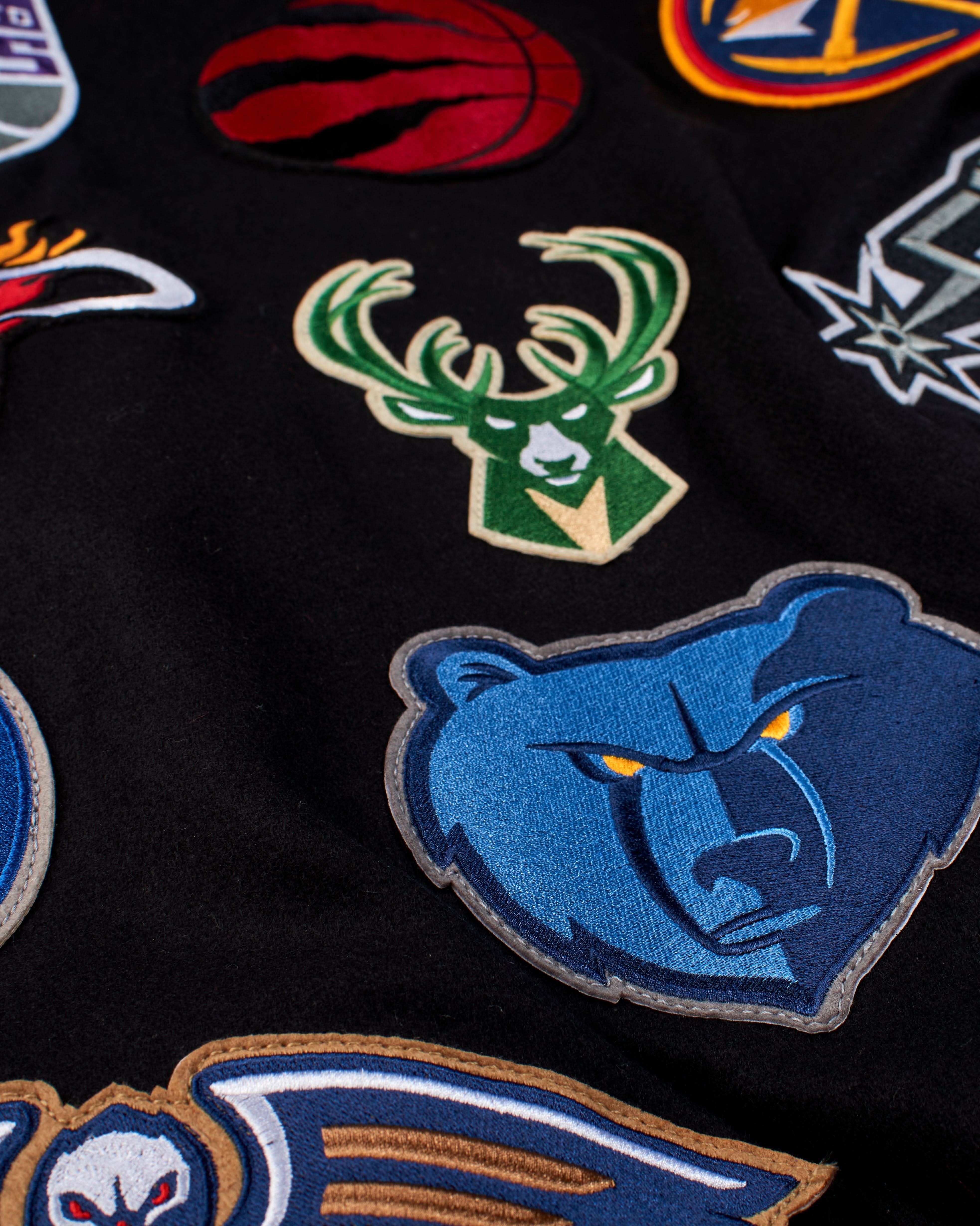 NBA COLLAGE WOOL & LEATHER JACKET Black - Image 5