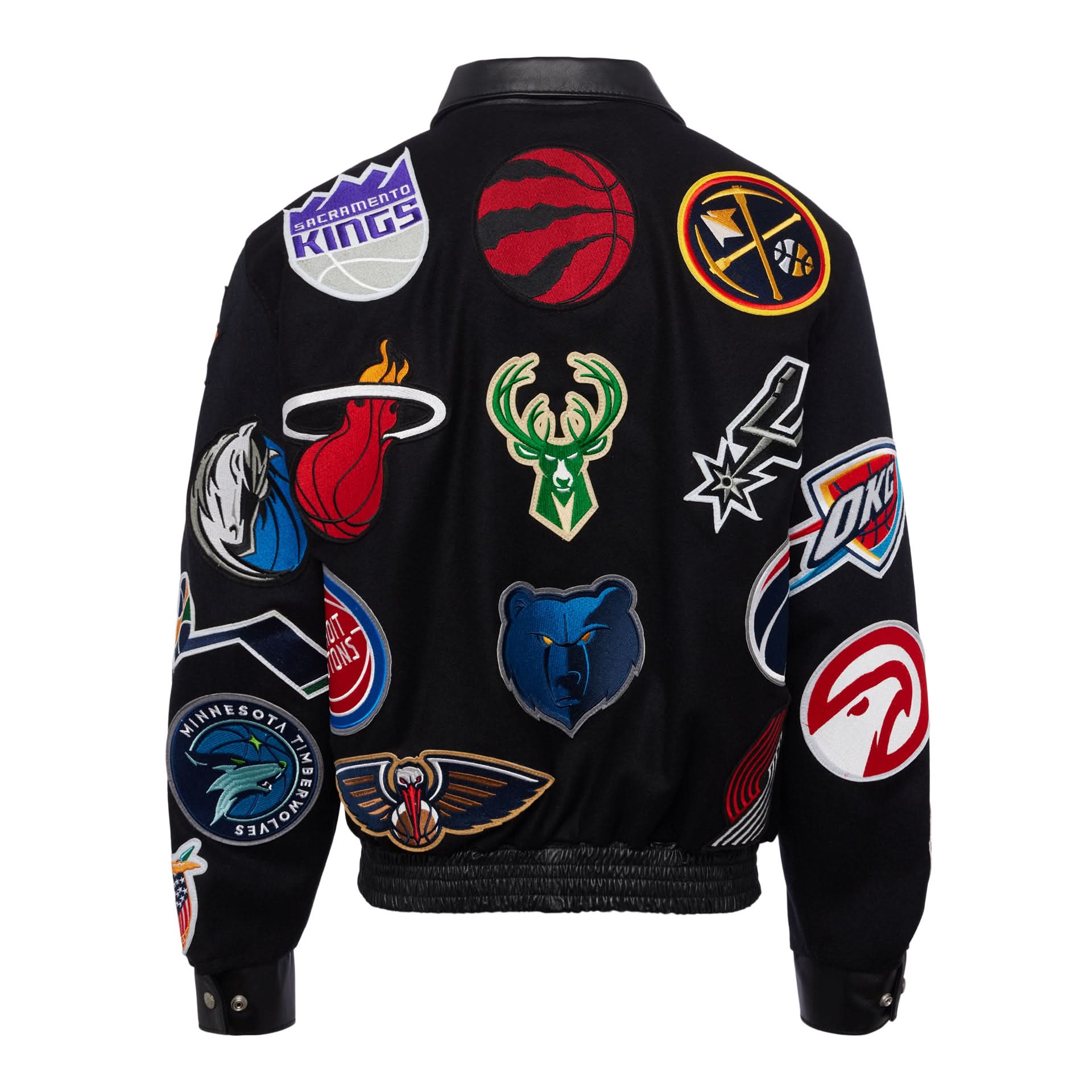 NBA COLLAGE WOOL & LEATHER JACKET Black - Image 6