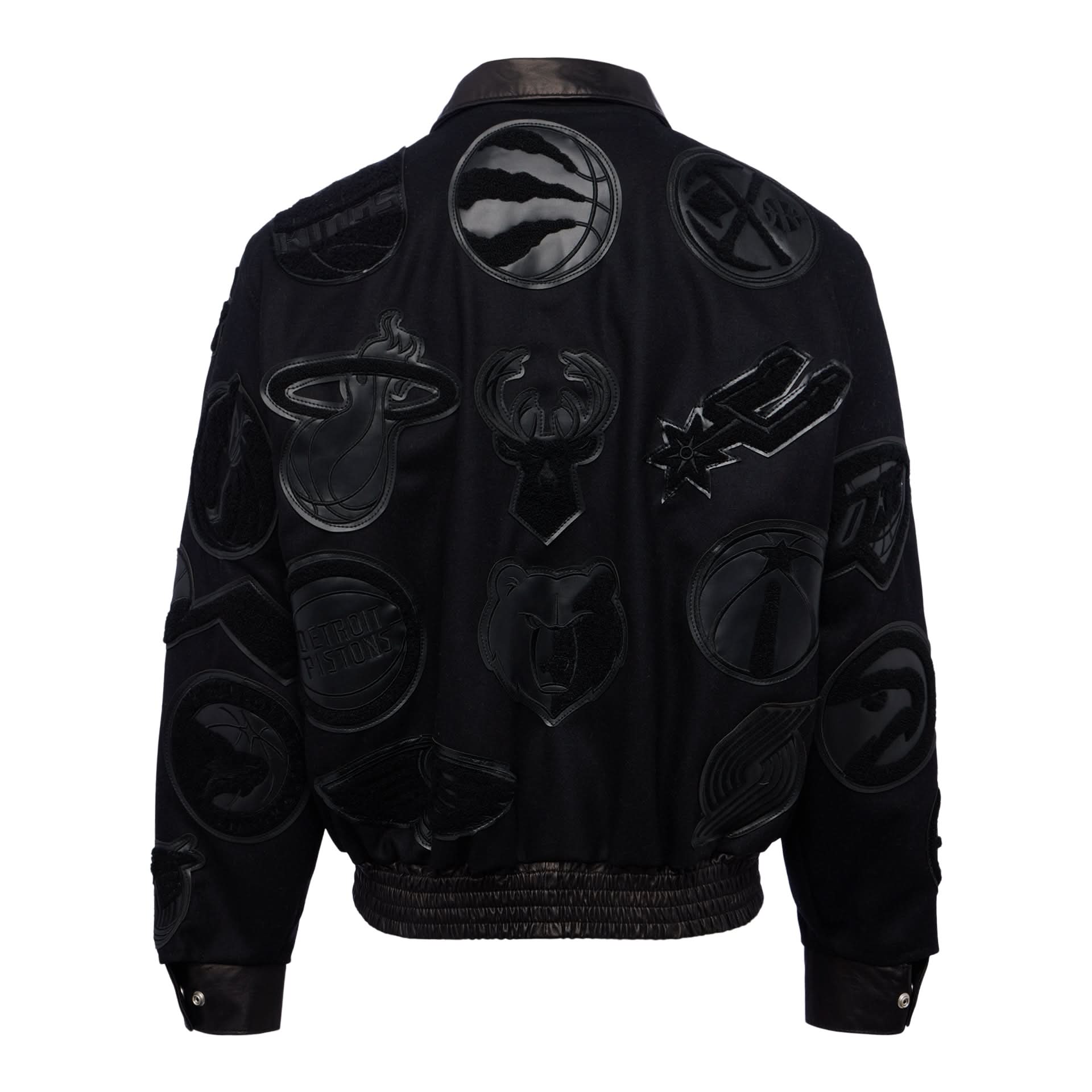 NBA COLLAGE WOOL & LEATHER JACKET Black/Black - Image 3