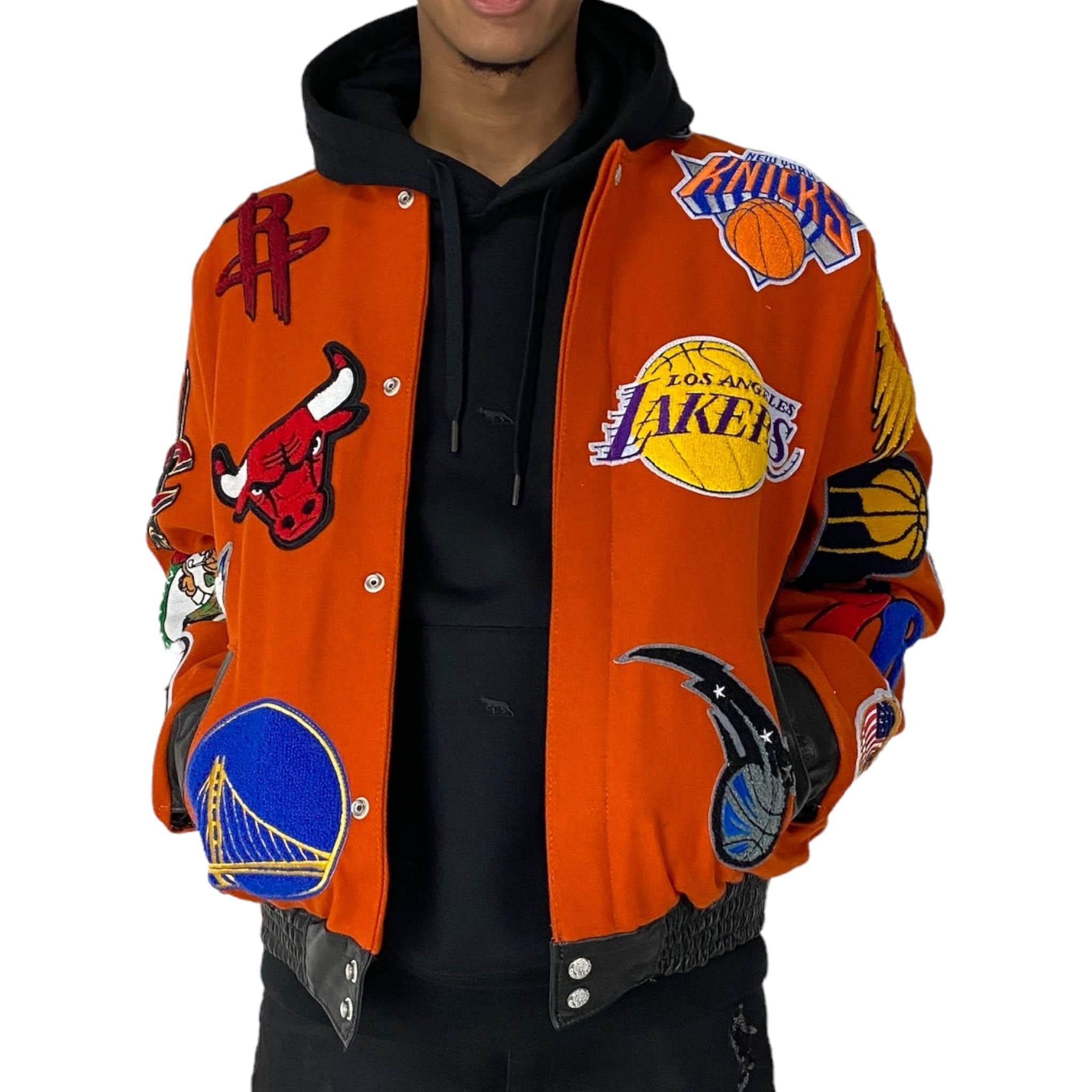 NBA Collage Wool & Leather Jacket - Image 13