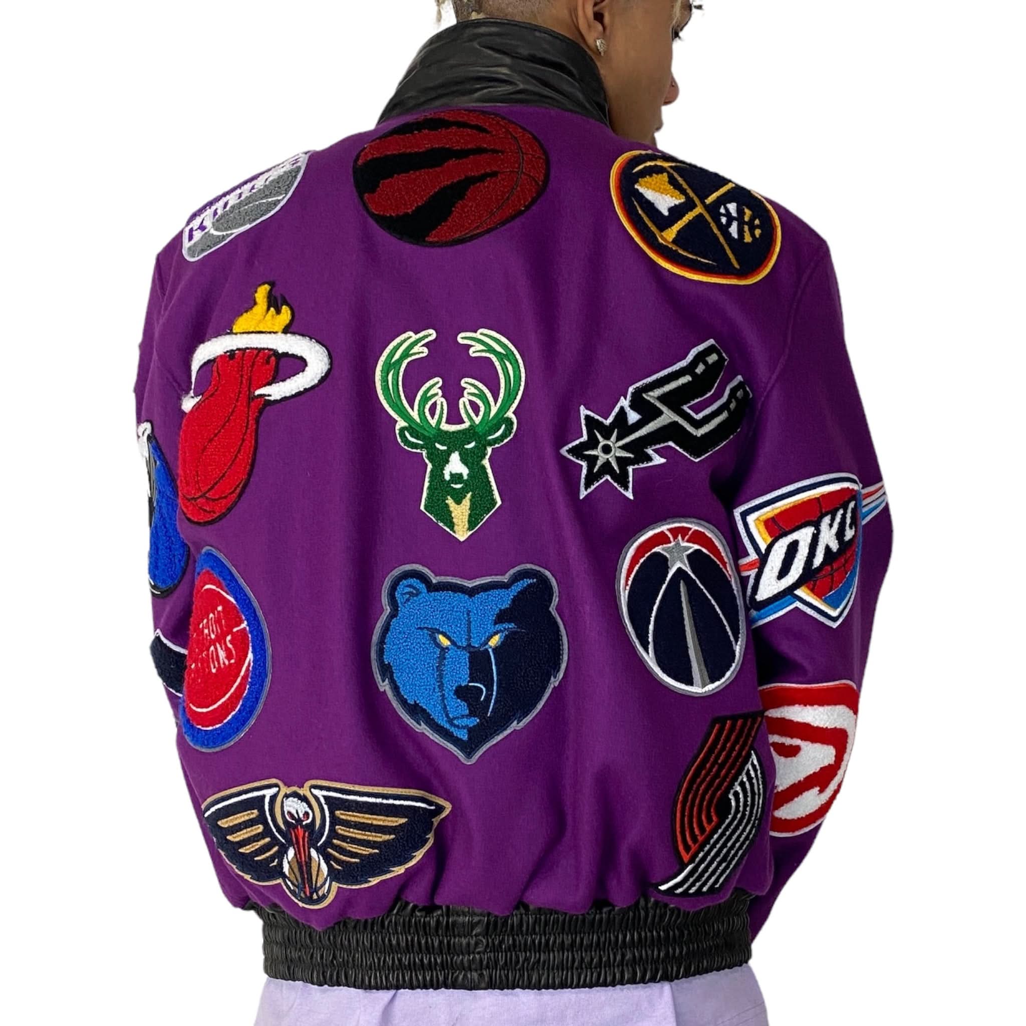 NBA Collage Wool & Leather Jacket Purple - AR