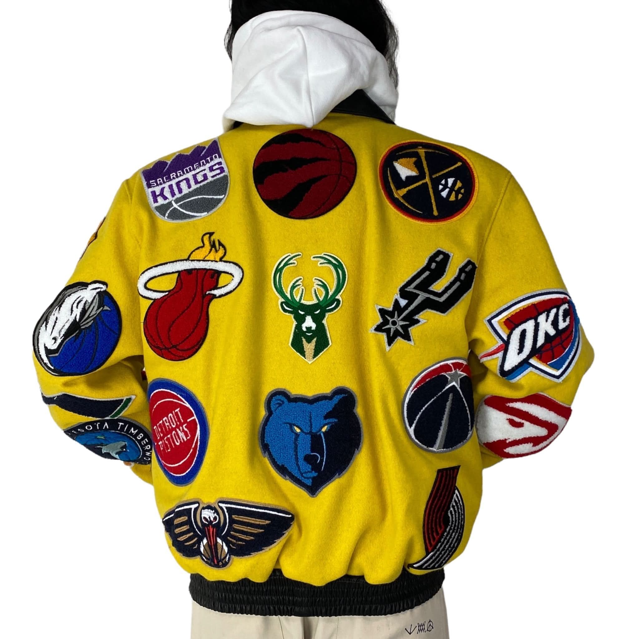 NBA COLLAGE WOOL & LEATHER JACKET Yellow - Image 2
