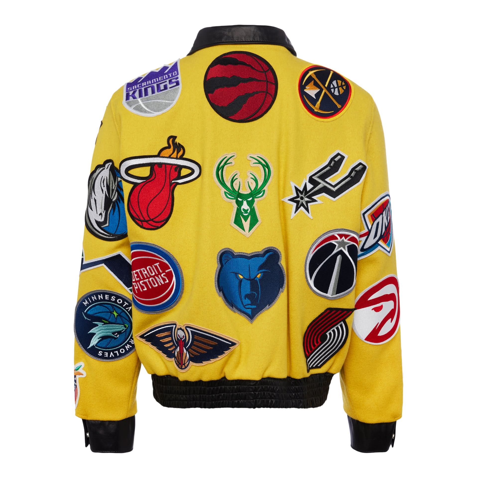 NBA COLLAGE WOOL & LEATHER JACKET Yellow - Image 3