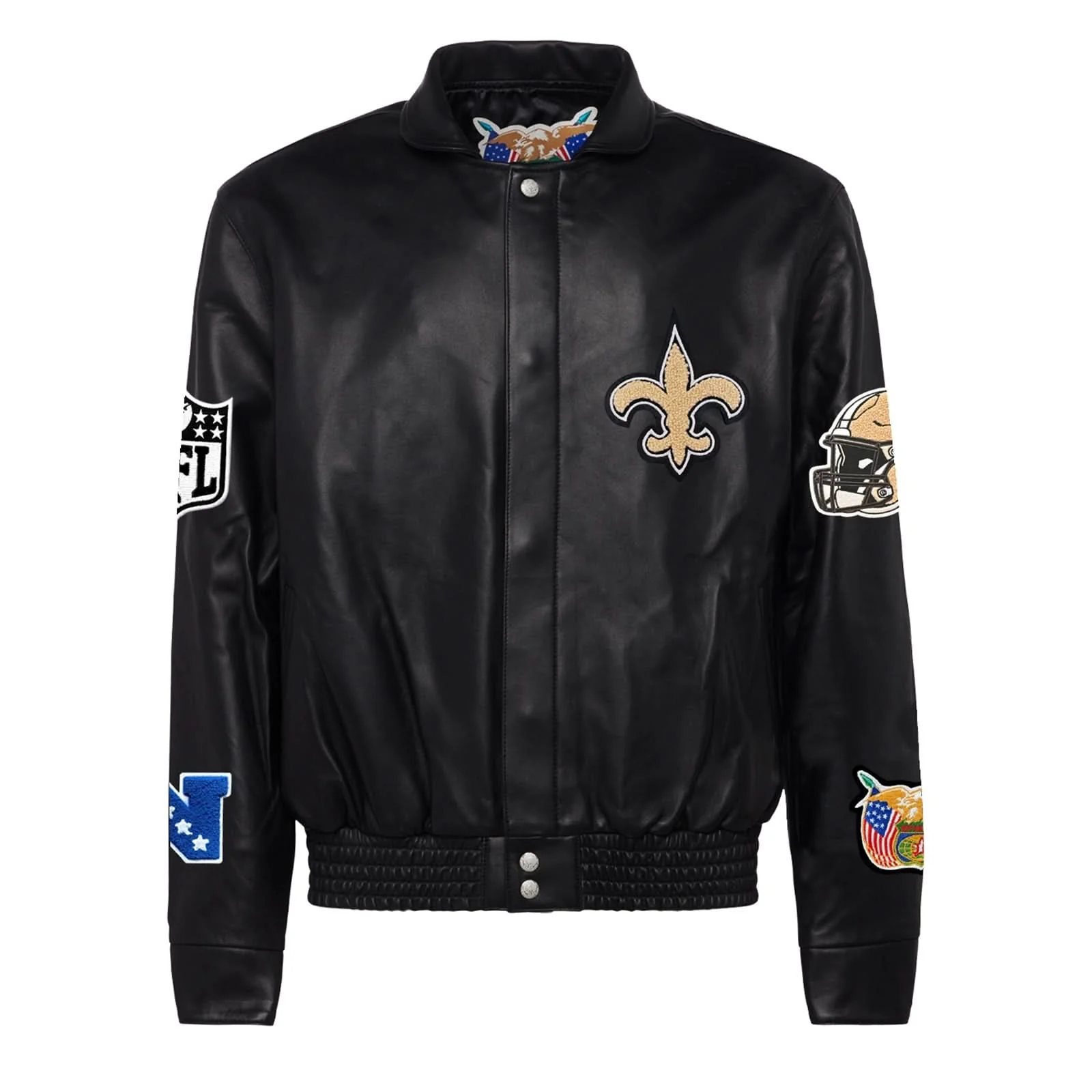 New Orleans Saints Full Leather Jacket Black - Image 2