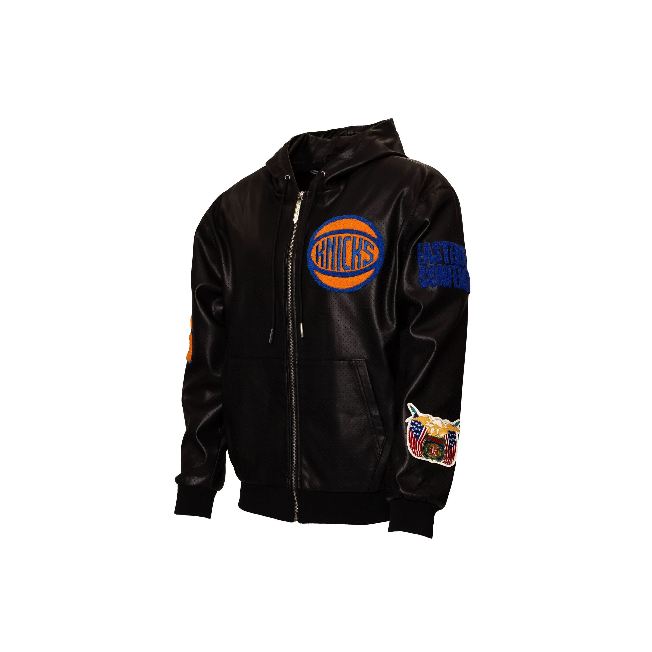 New York Knicks 1946 Lightweight Vegan Zip-Up Hooded Jacket Black - Image 4
