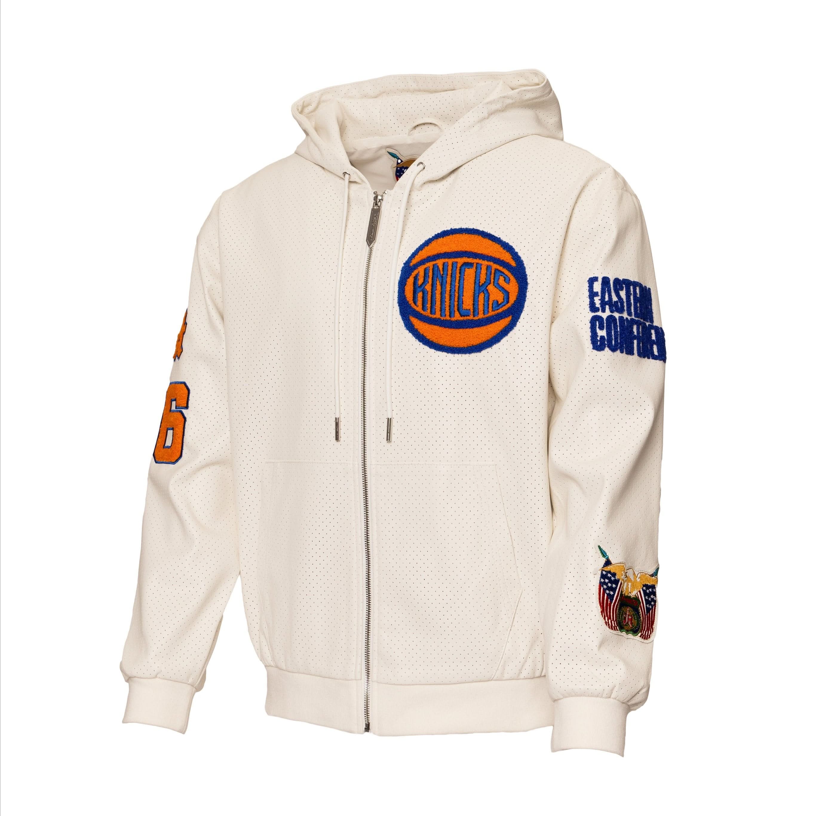 New York Knicks 1946 Lightweight Vegan Zip-Up Hooded Jacket White - Image 4