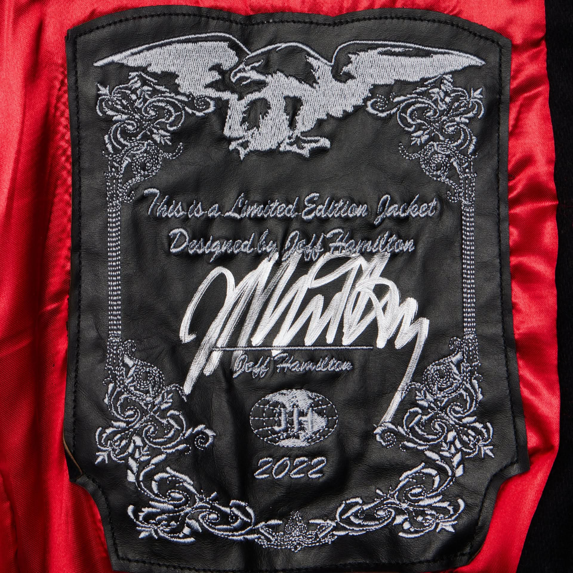 NHL Collage Vegan Leather Jacket Black - Image 3