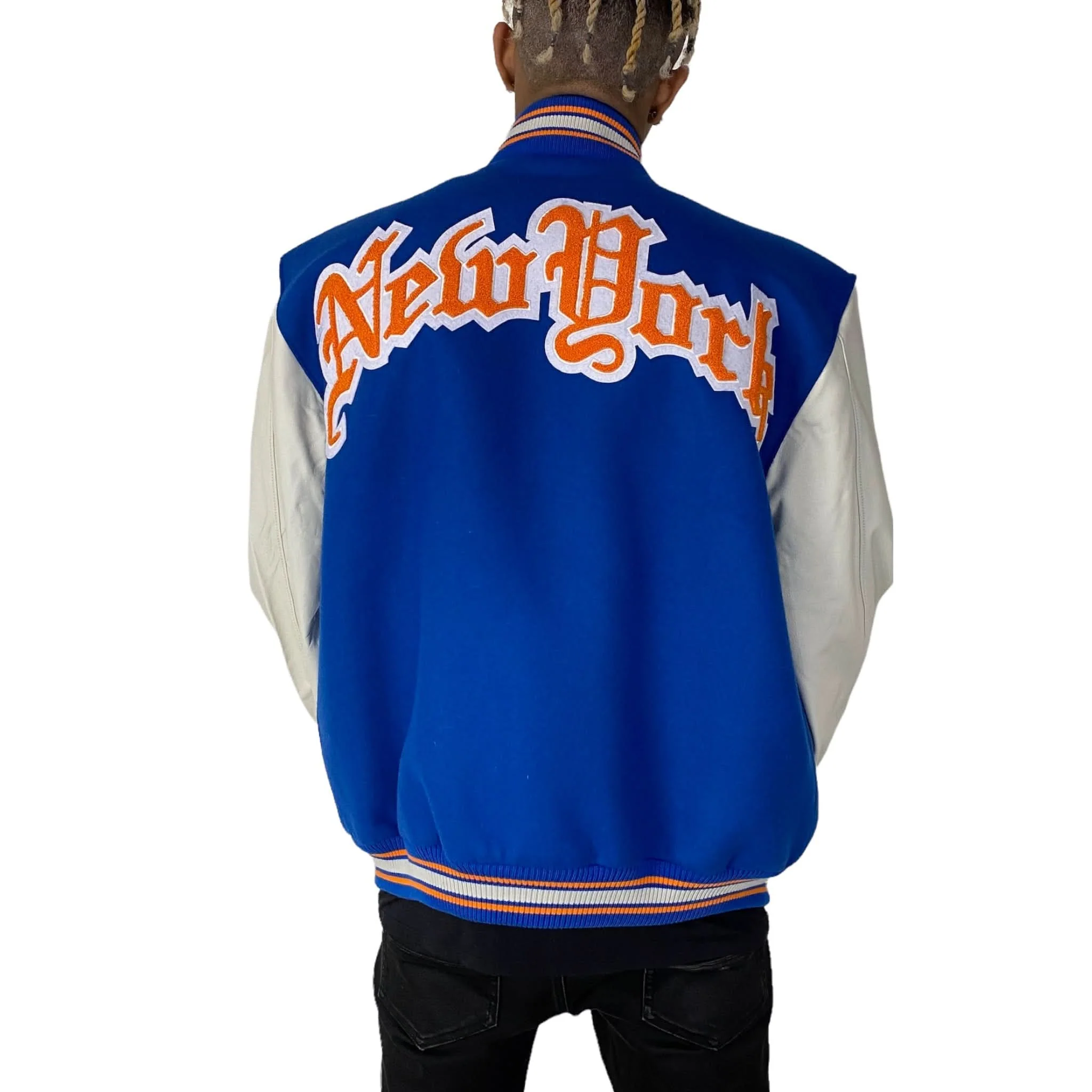 New York Knicks Wool & Leather Varsity Jacket - Image 3