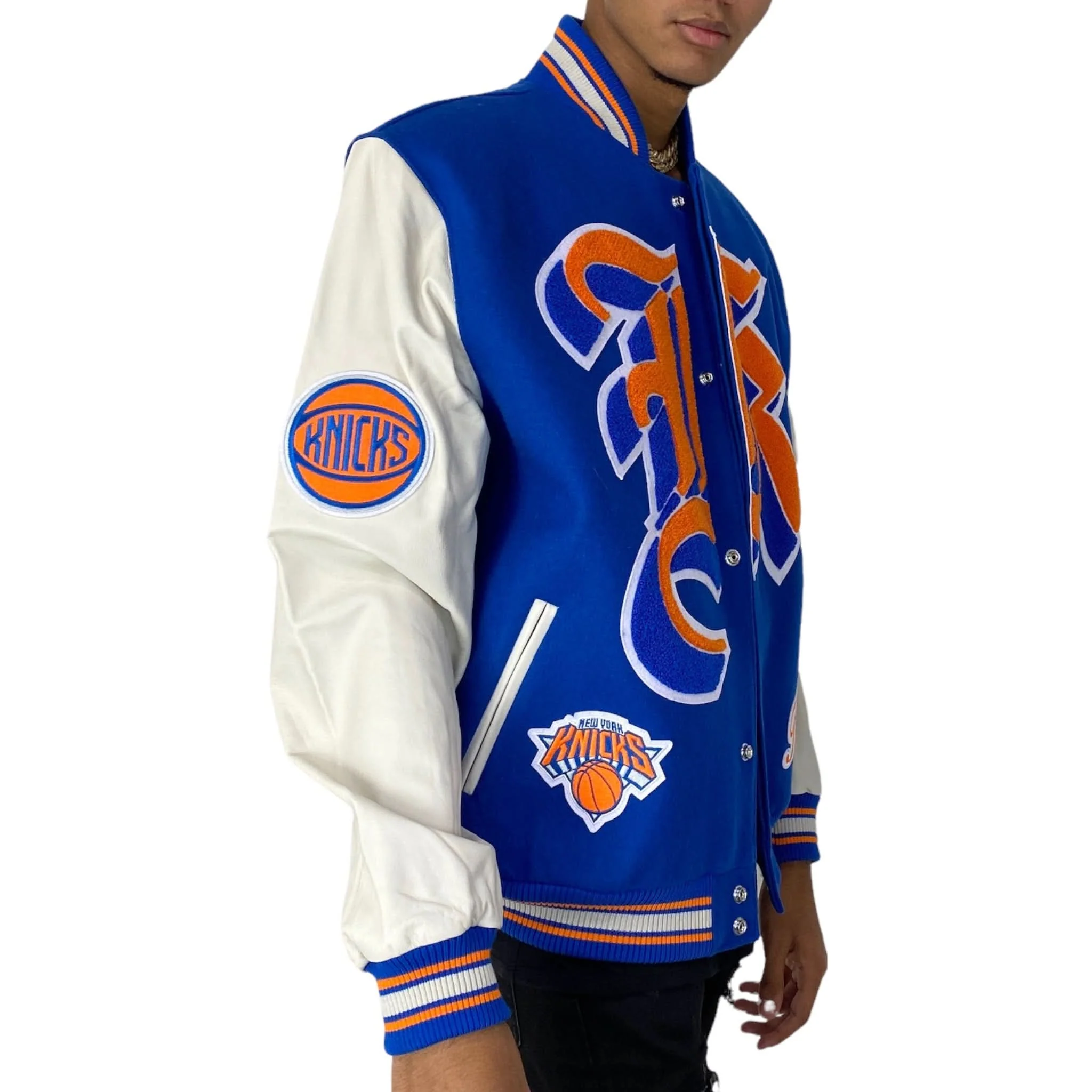 New York Knicks Wool & Leather Varsity Jacket - Image 4