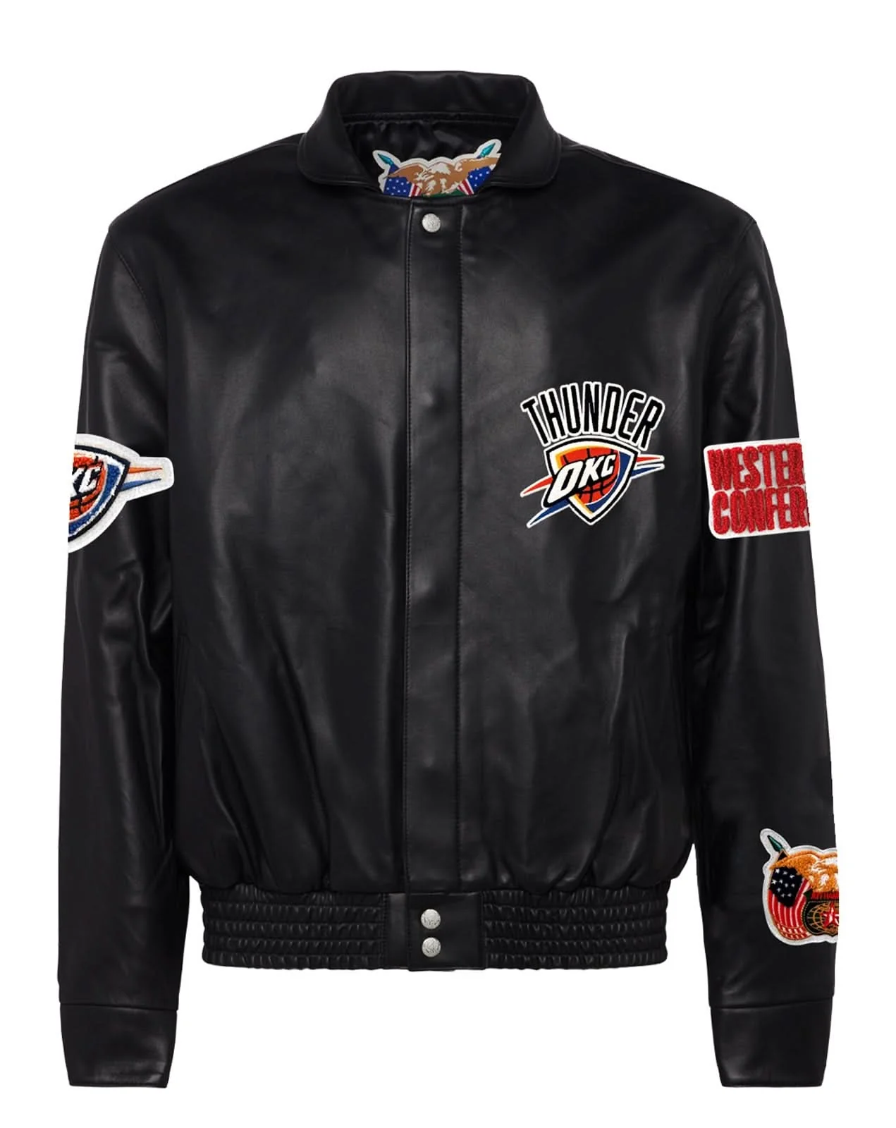 Oklahoma City Thunder Full Leather Jacket Black - Image 2