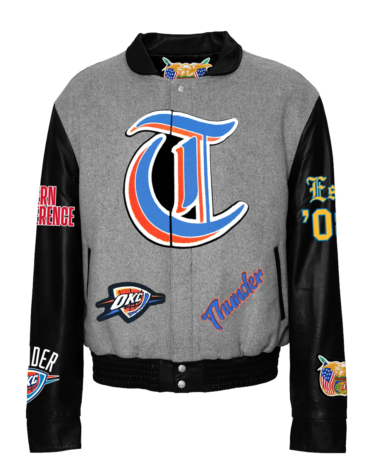 Oklahoma City Thunder Wool & Leather Old English Varsity Jacket