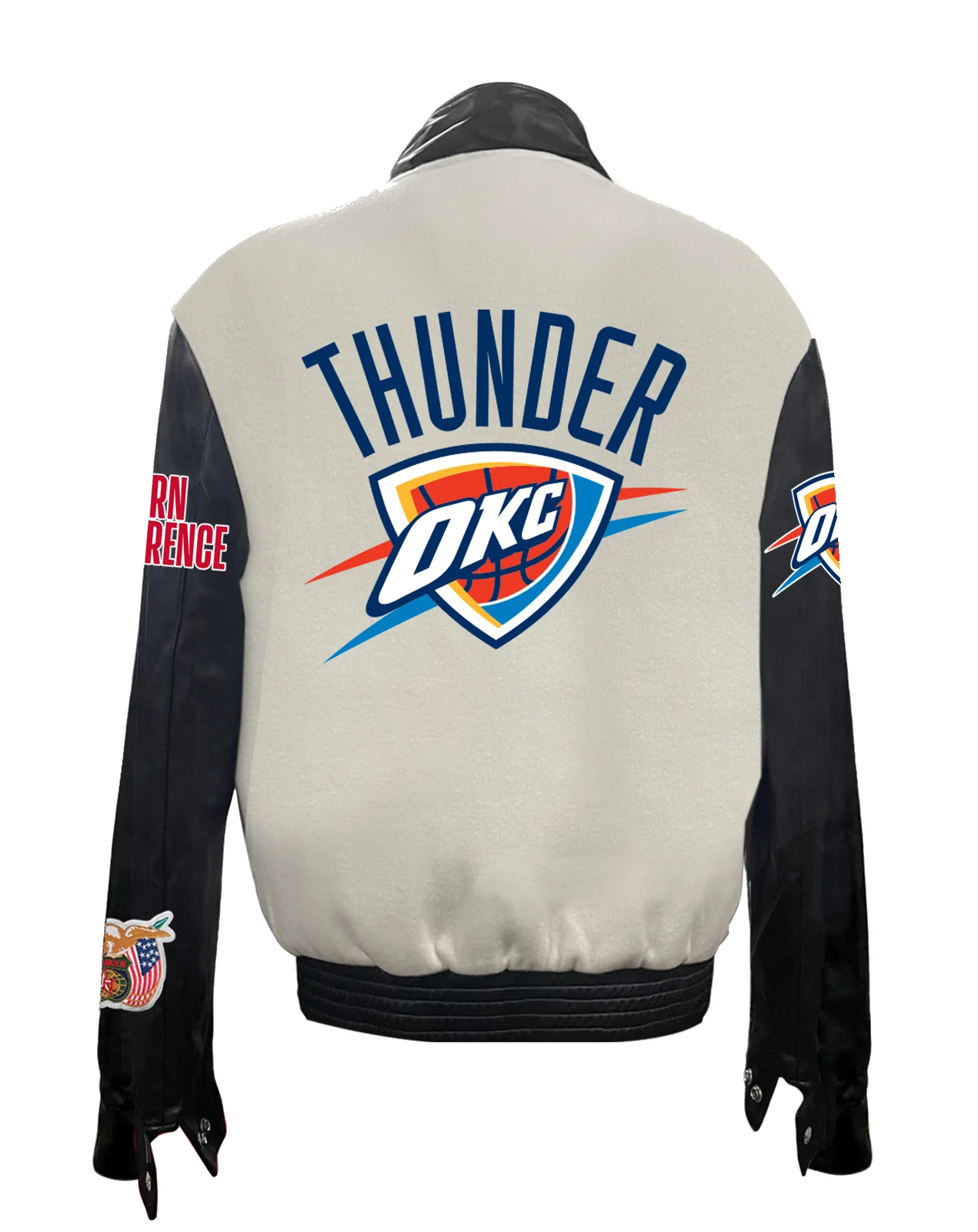Oklahoma City Thunder Wool & Leather Varsity Jacket - Image 2