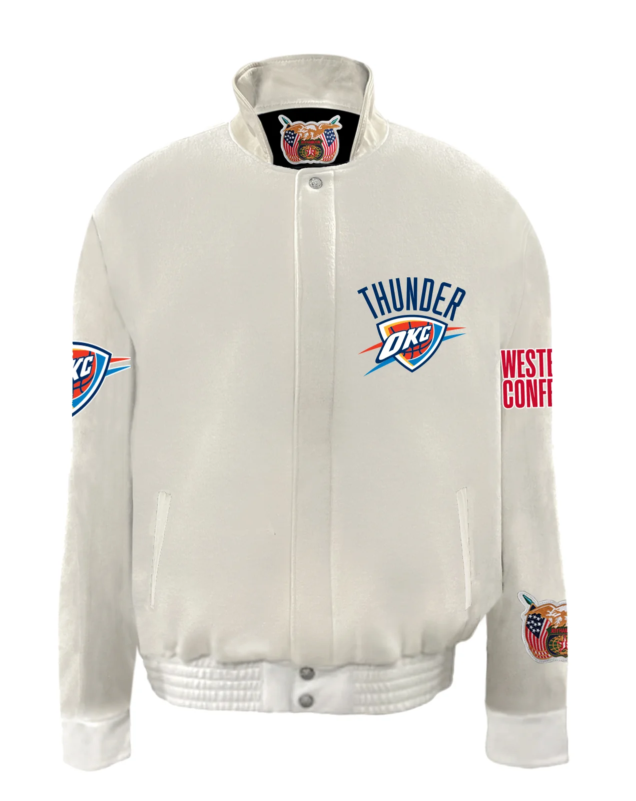 Oklahoma City Thunder Wool & Leather Varsity Jacket - Image 3