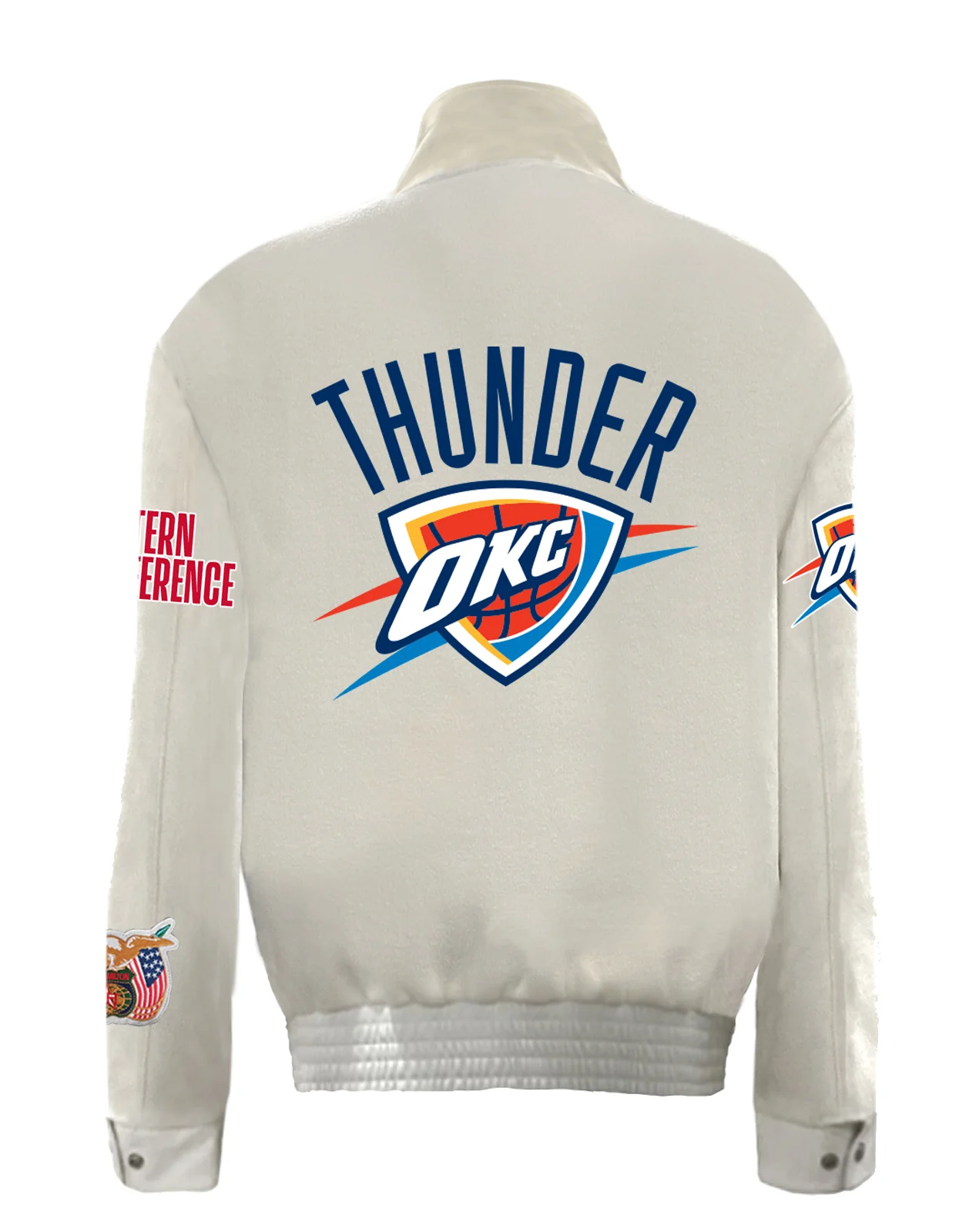 Oklahoma City Thunder Wool & Leather Varsity Jacket - Image 4