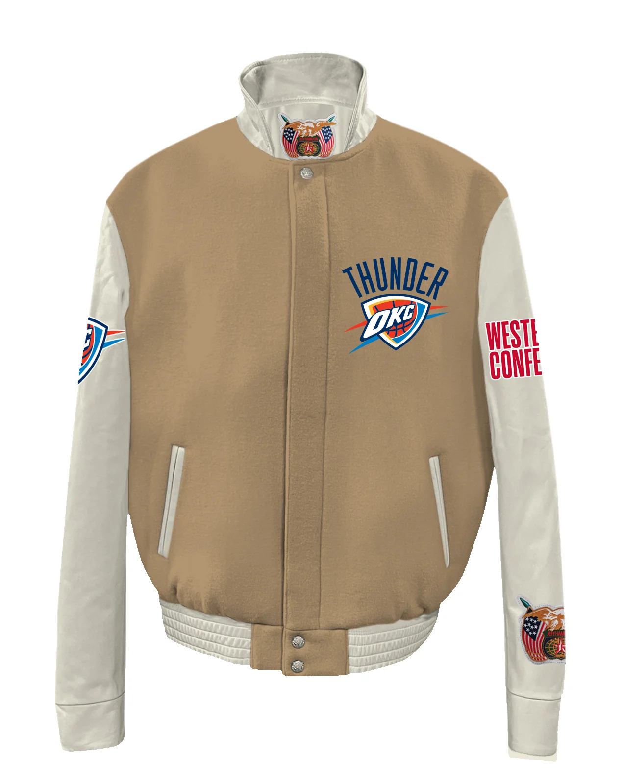 Oklahoma City Thunder Wool & Leather Varsity Jacket - Image 5